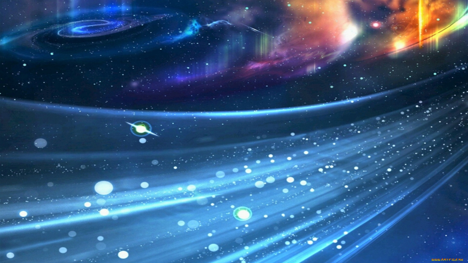 космос, арт, галактики, планеты, звезды, туманность, поток