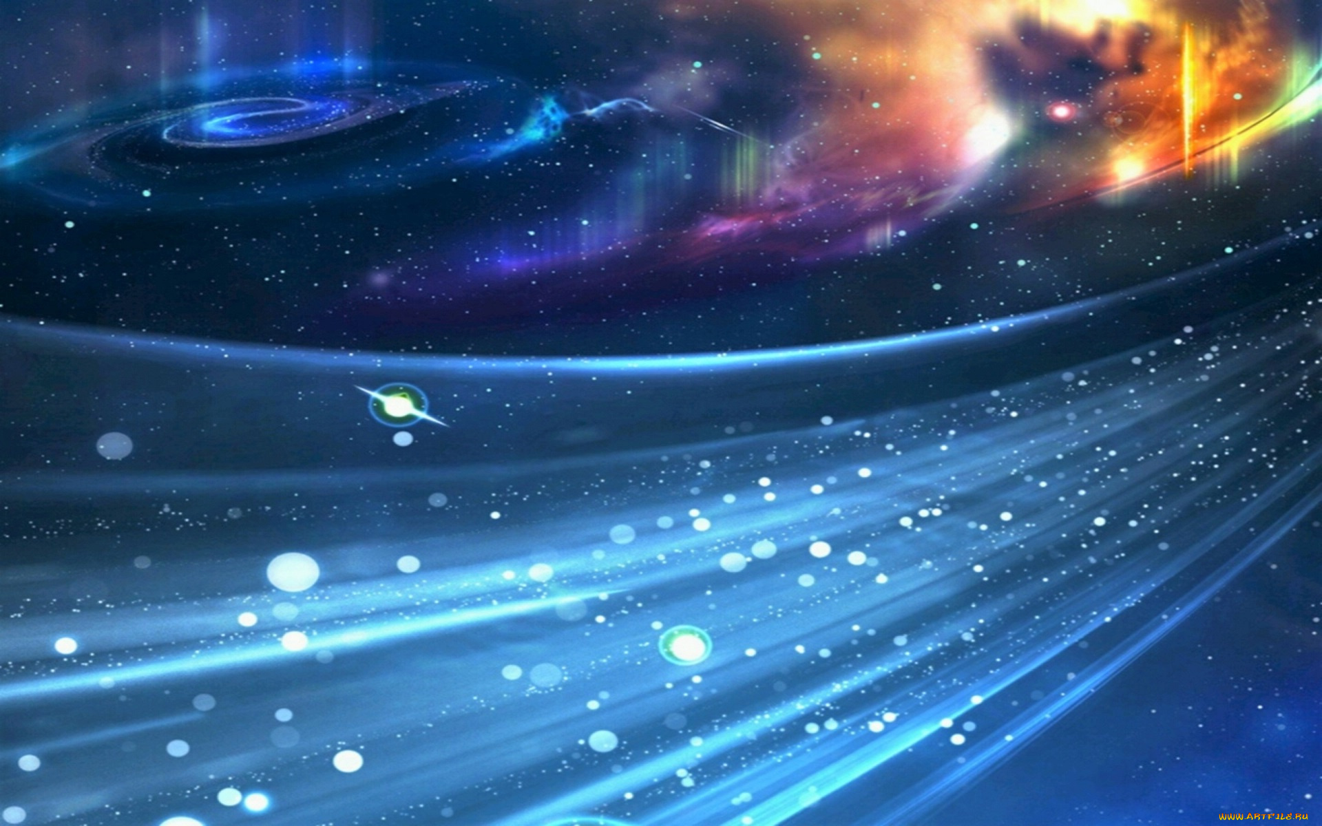 космос, арт, галактики, планеты, звезды, туманность, поток