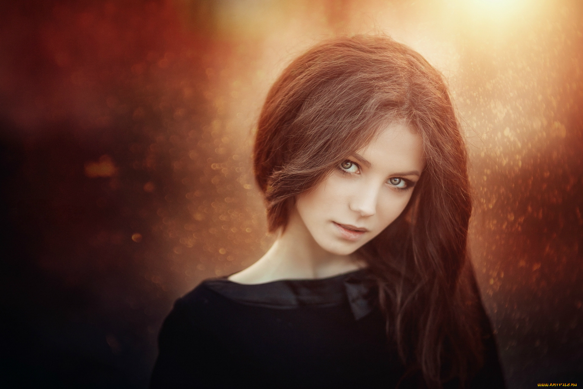 девушки, -, лица, , портреты, шатенка, портрет, взгляд