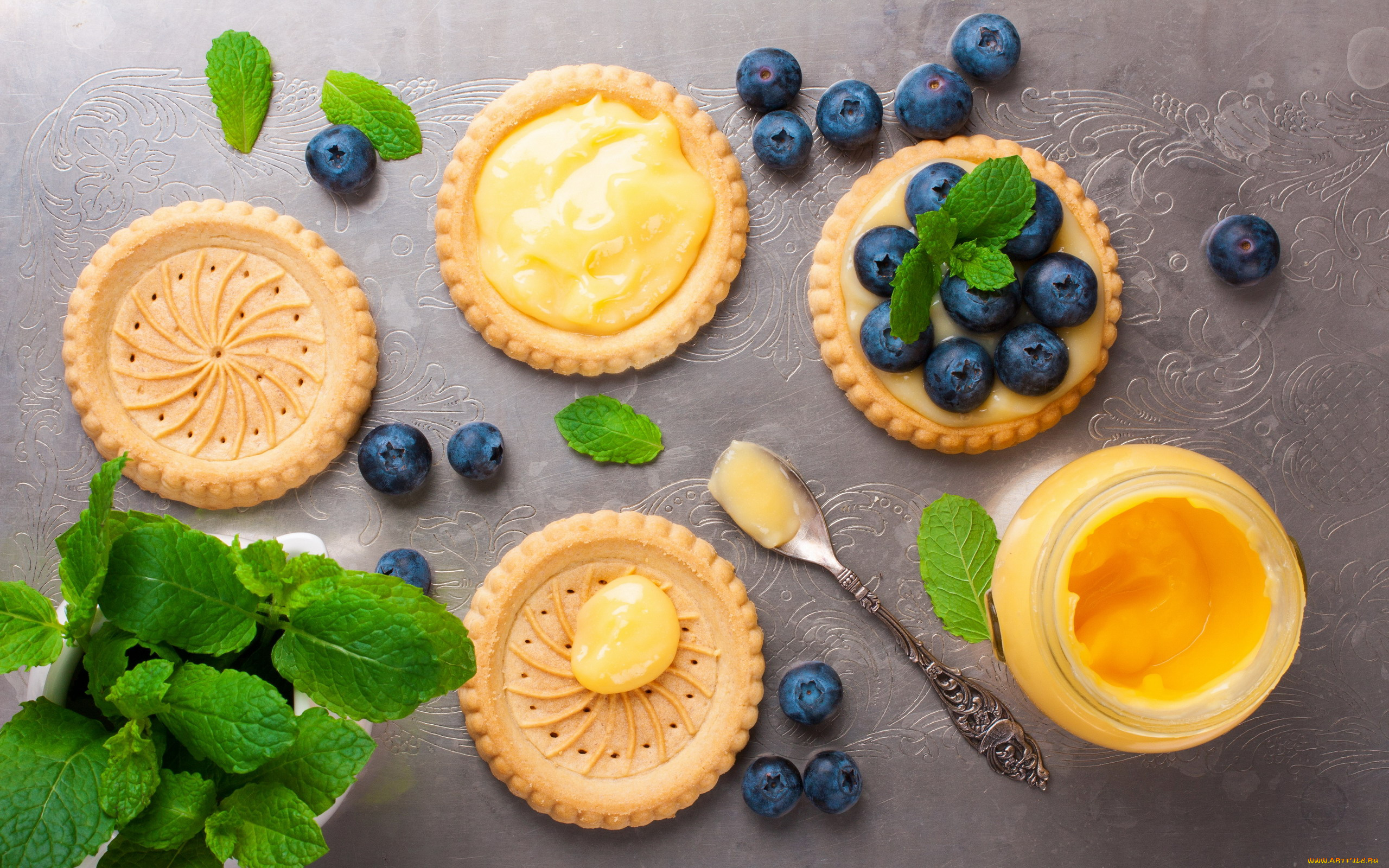 еда, мороженое, , десерты, мята, десерт, печенье, мед, ягоды, черника