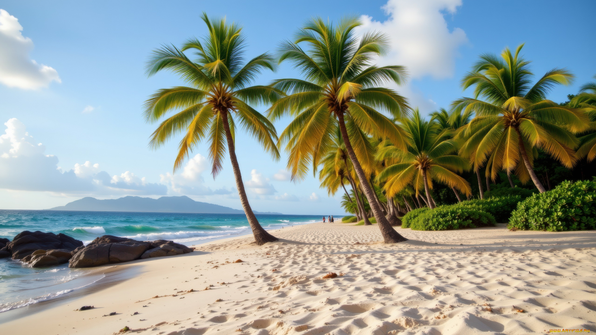 автор, wp, stl, 3д, графика, природа, , nature, море, песок, пальмы, тропики