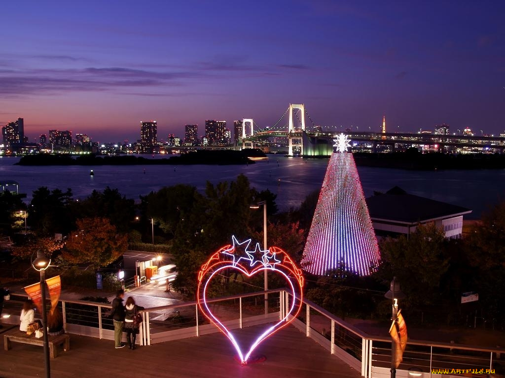 города, огни, ночного