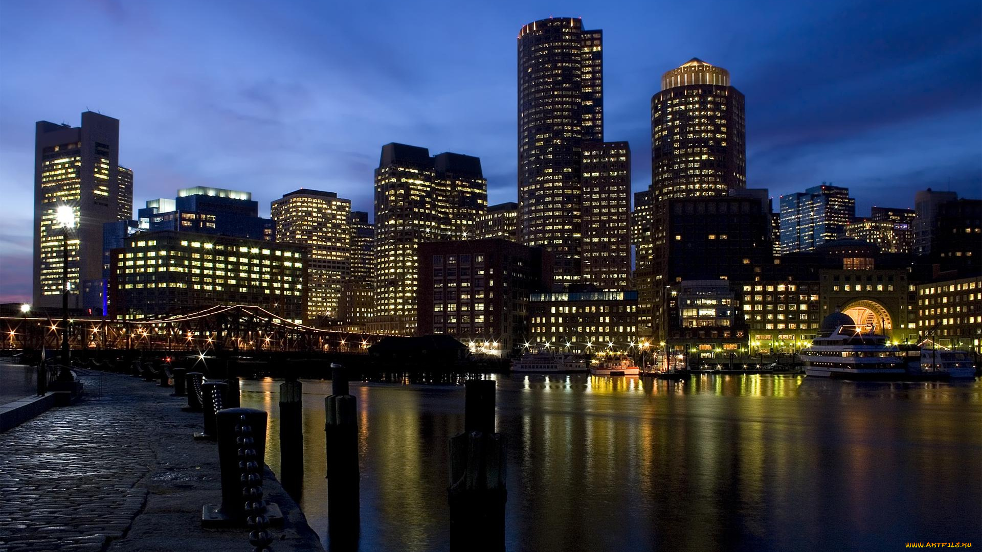 города, огни, ночного