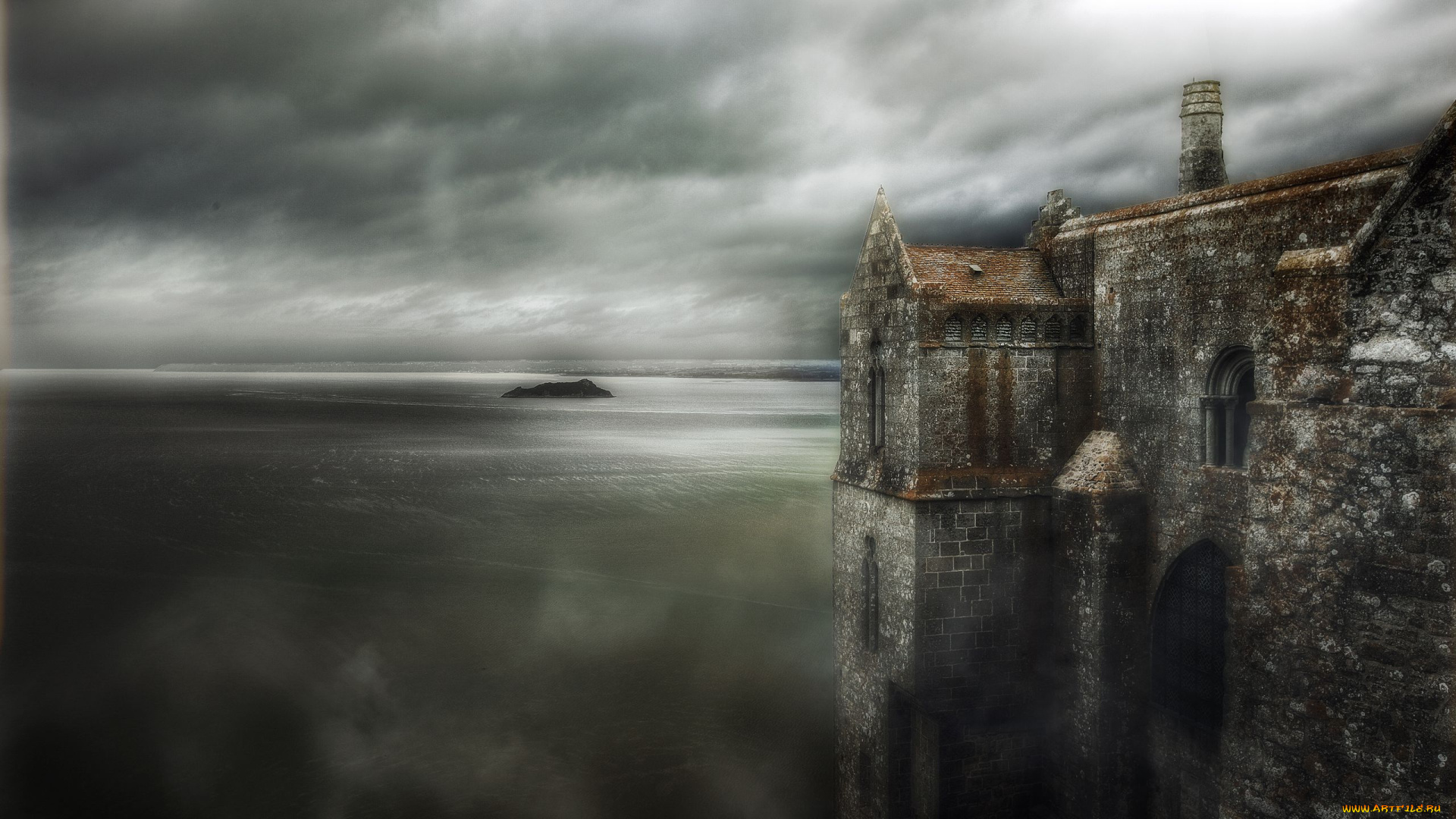 mont, st, michel, france, города, крепость, мон, сен, мишель, франция