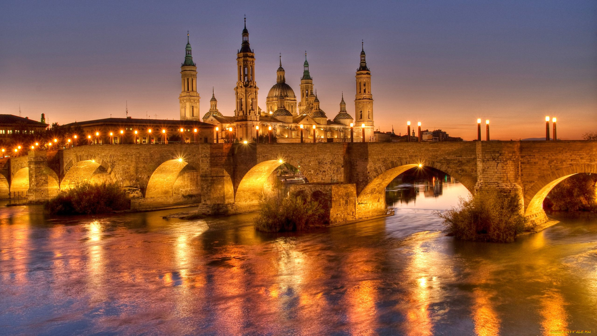 zaragoza, spain, города, мосты