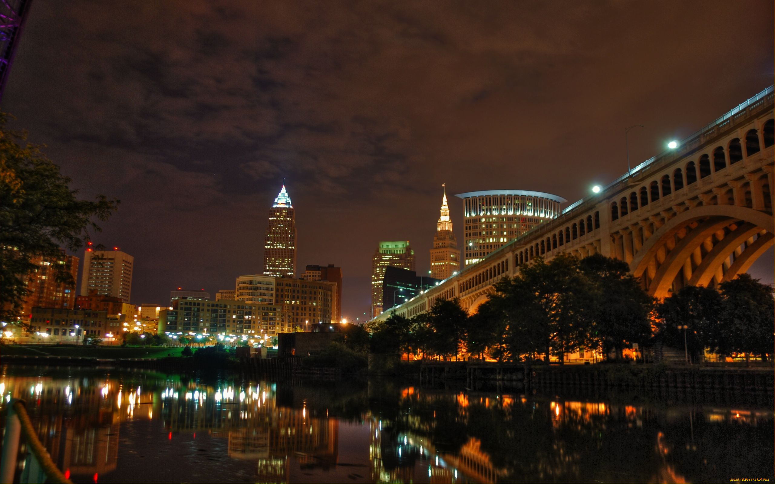 города, огни, ночного