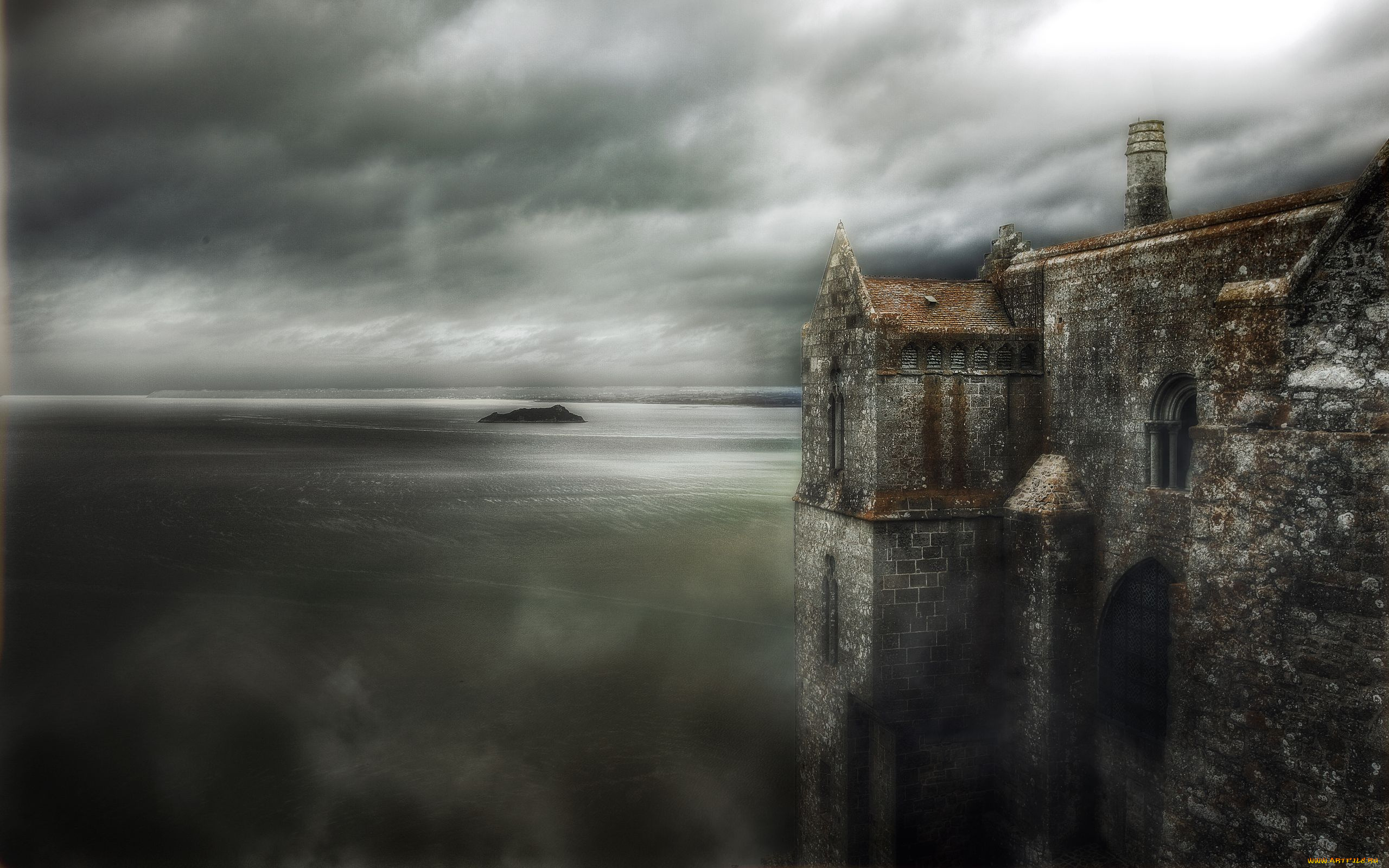 mont, st, michel, france, города, крепость, мон, сен, мишель, франция