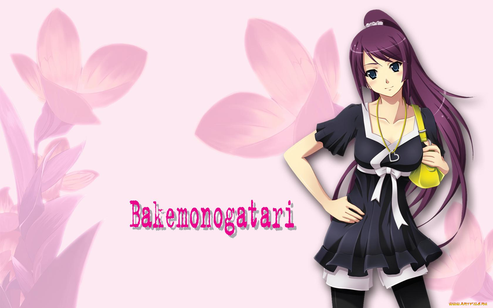 аниме, bakemonogatari, senjougahara, hitagi, девушка, шорты, платье, кулон, сумка
