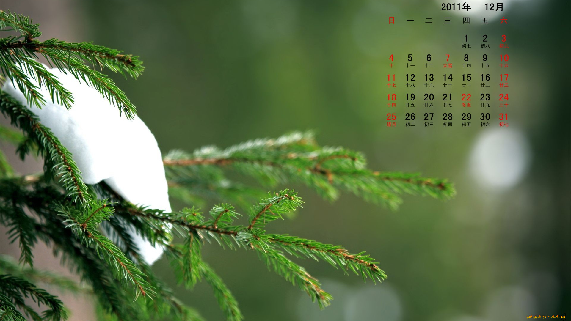 календари, природа, снег, ветка