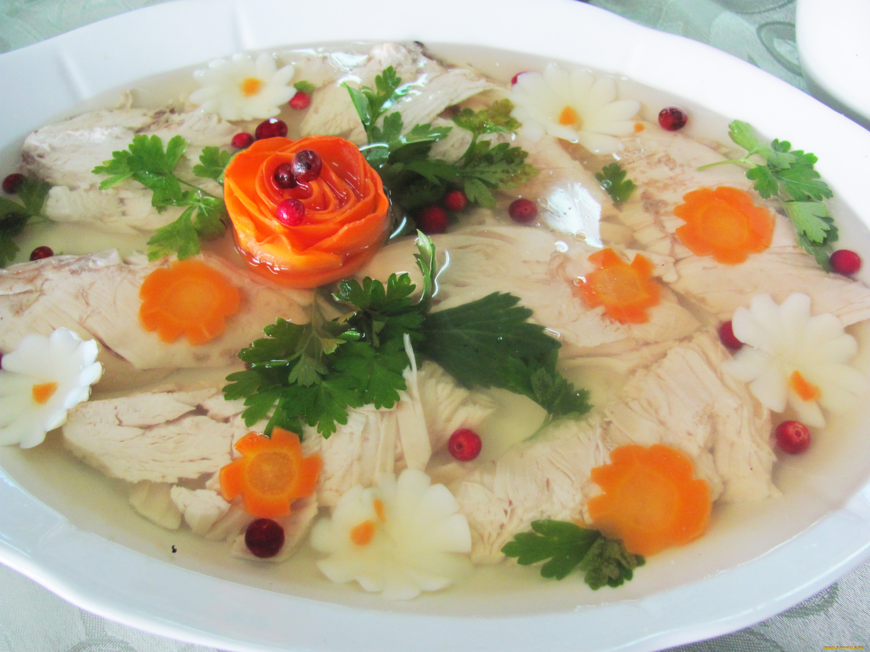 еда, салаты, закуски, заливное, мясо, украшения