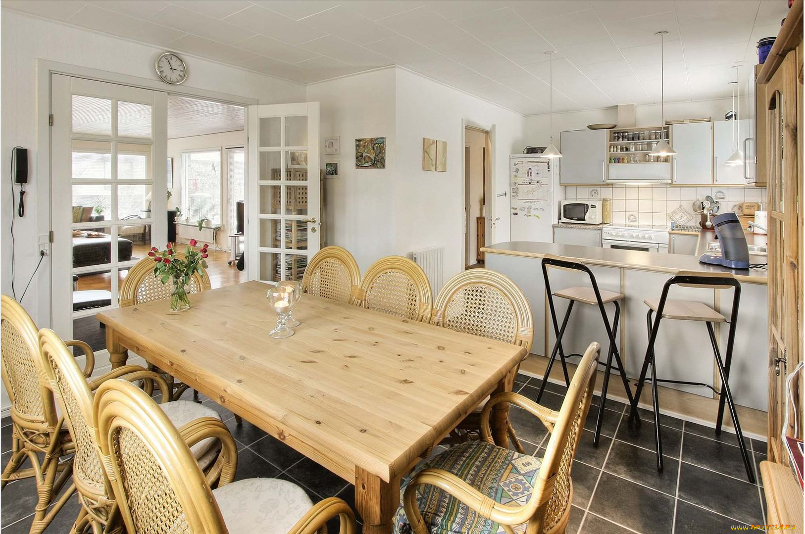 интерьер, кухня, стулья, стол