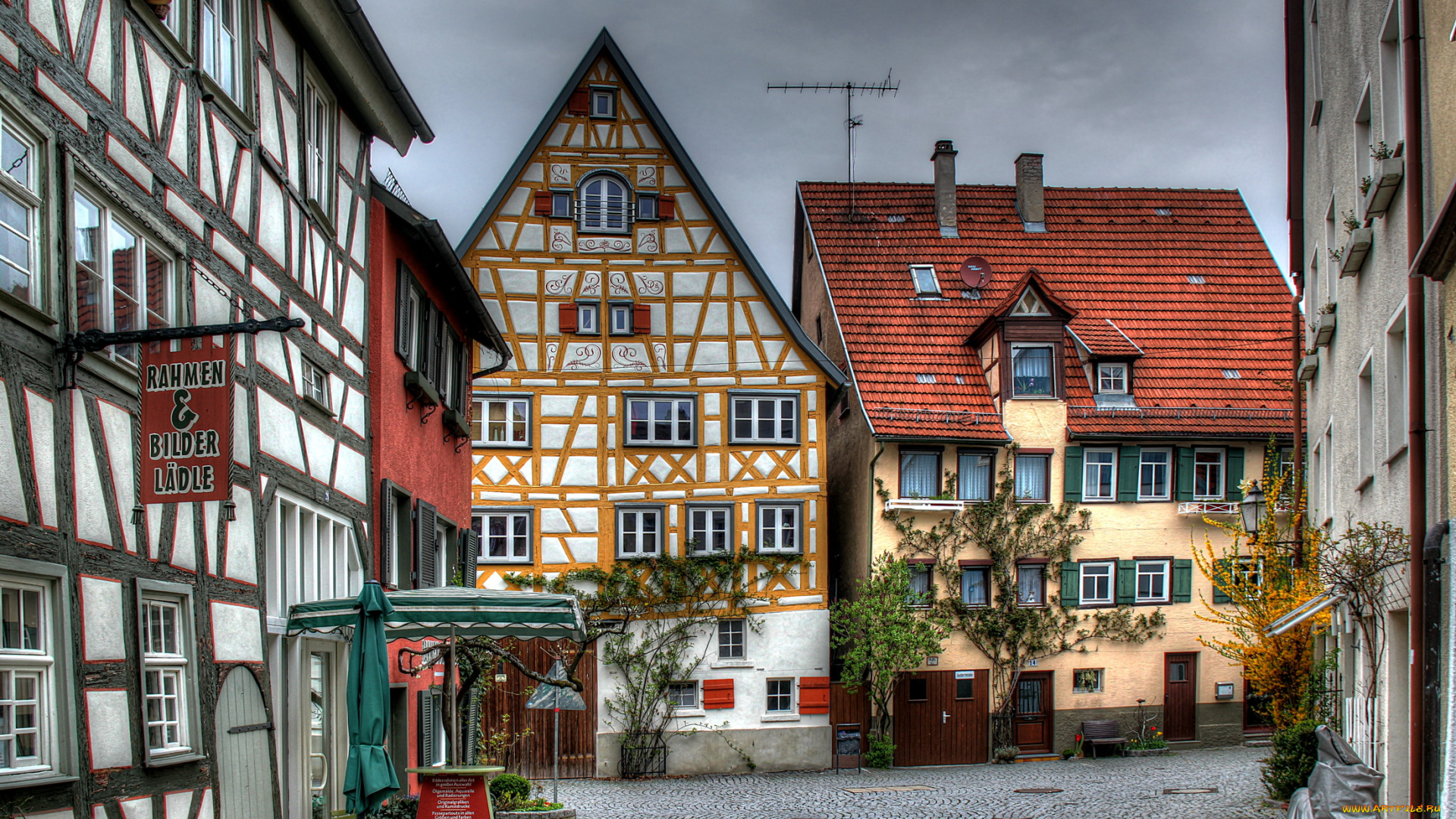 германия, шорндорф, города, здания, дома, улица, дворик