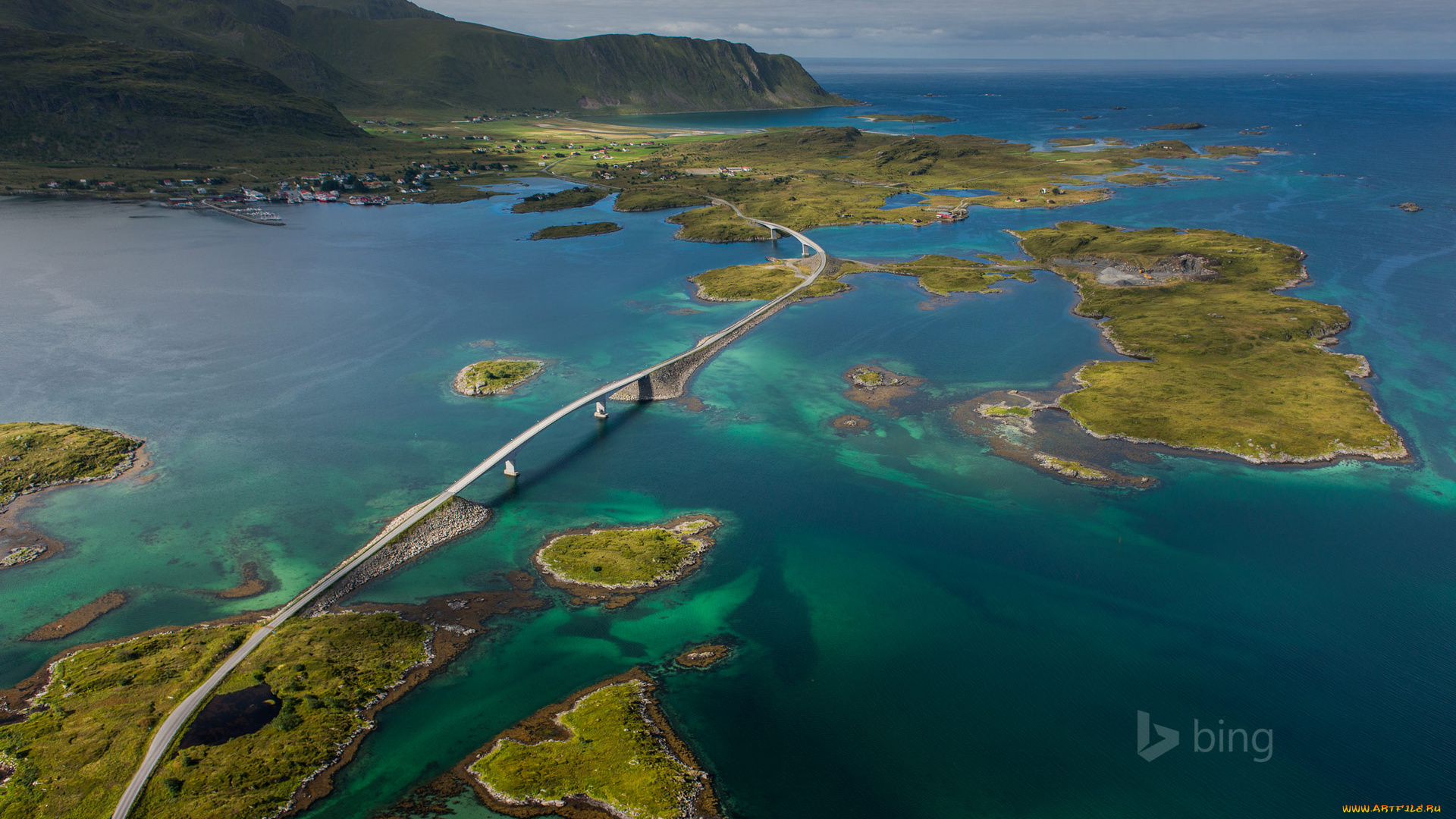 природа, пейзажи, дорога, мосты, море, холмы, дома