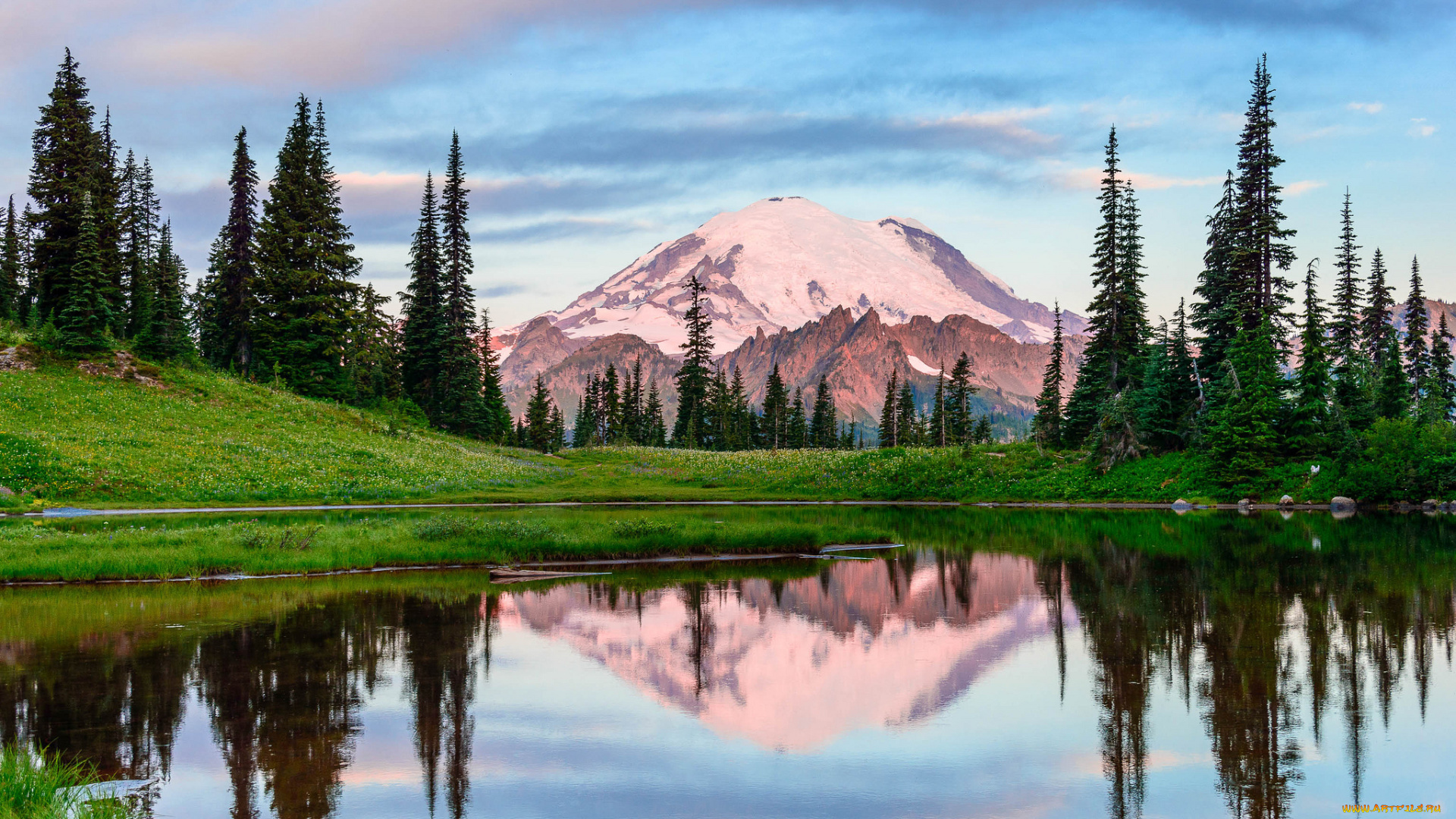 природа, реки, озера, отражение, горы, америка, национальный, парк, сша