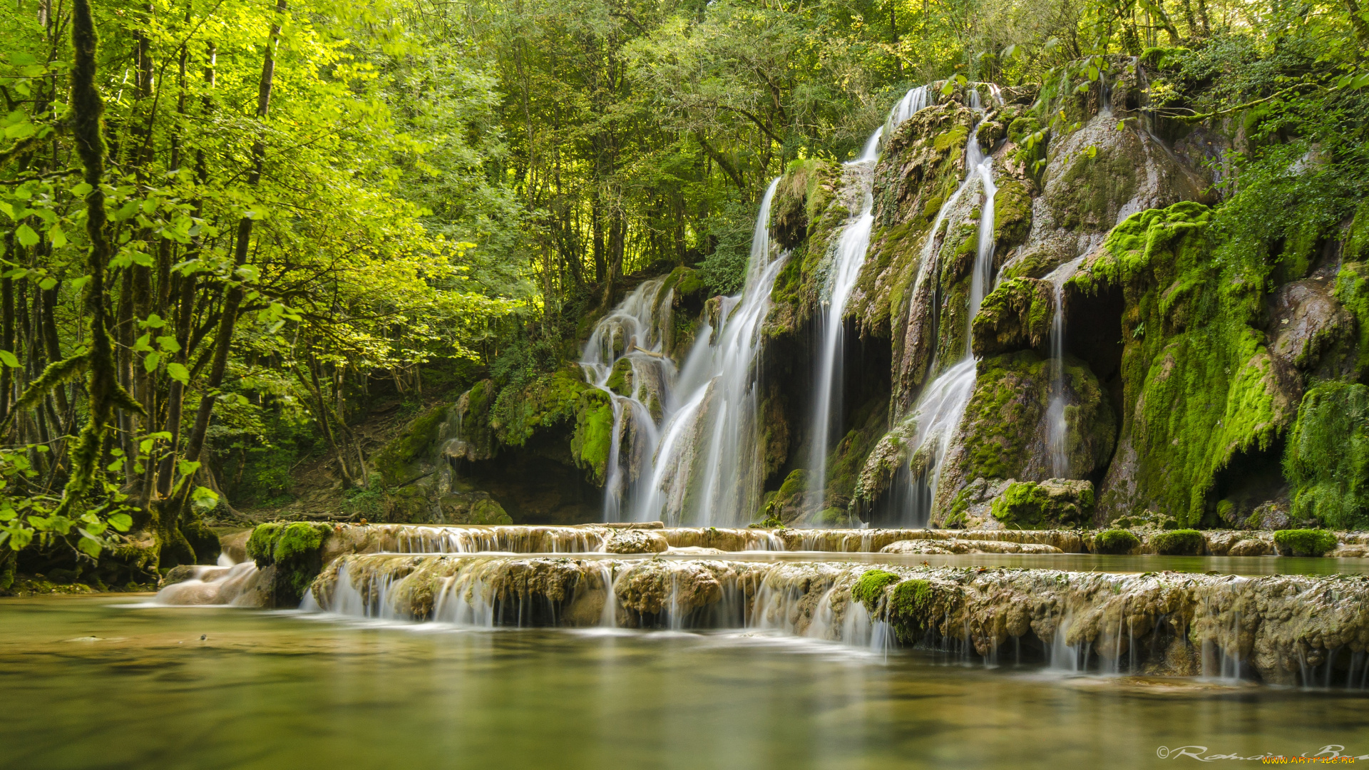 природа, водопады, поток, вода