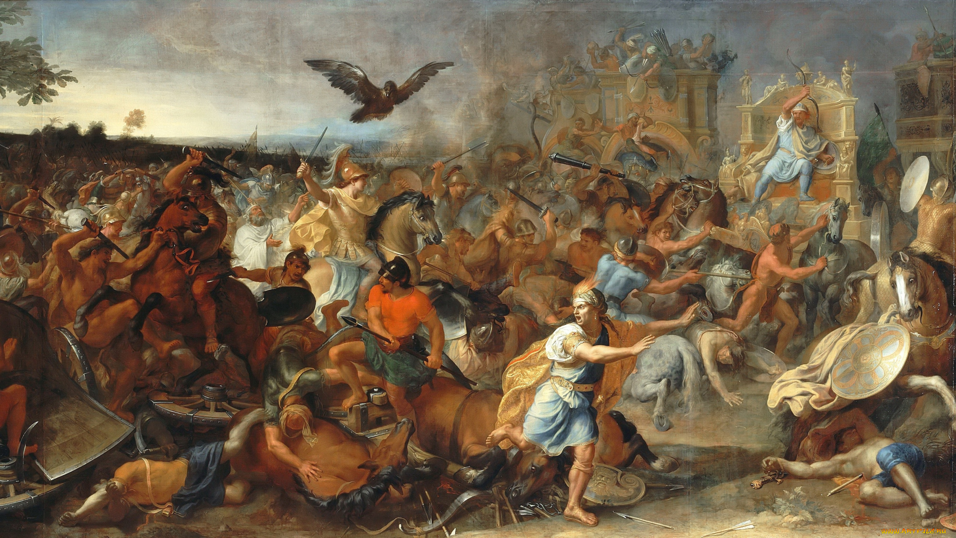 рисованные, живопись, воины, бой