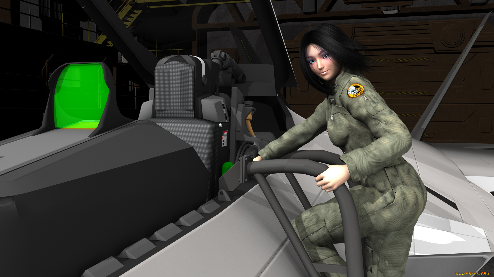 3д, графика, люди, , people, самолет, фон, взгляд, девушка