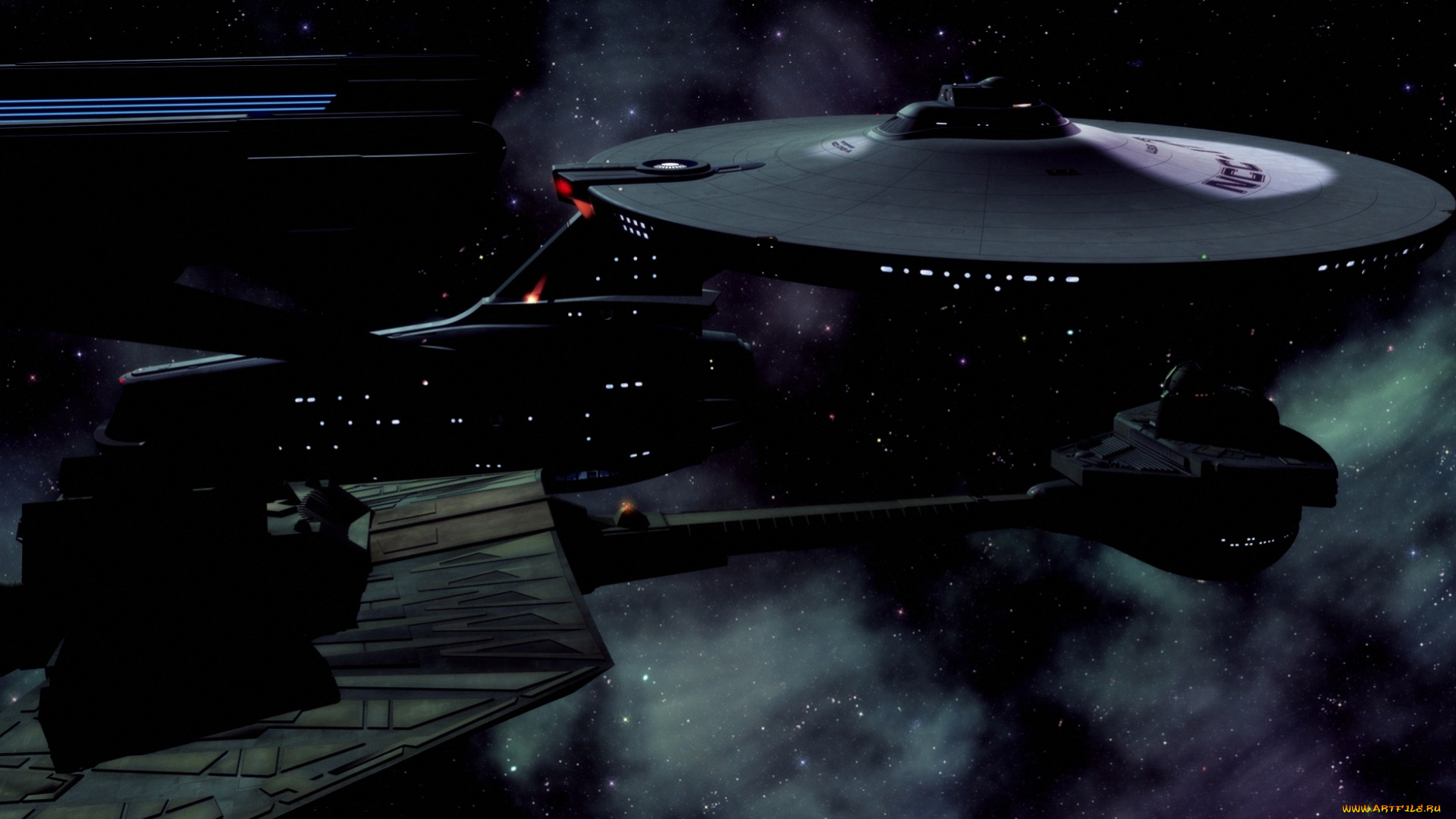 космос, арт, вселенная, звезды, сияние, космический, корабль