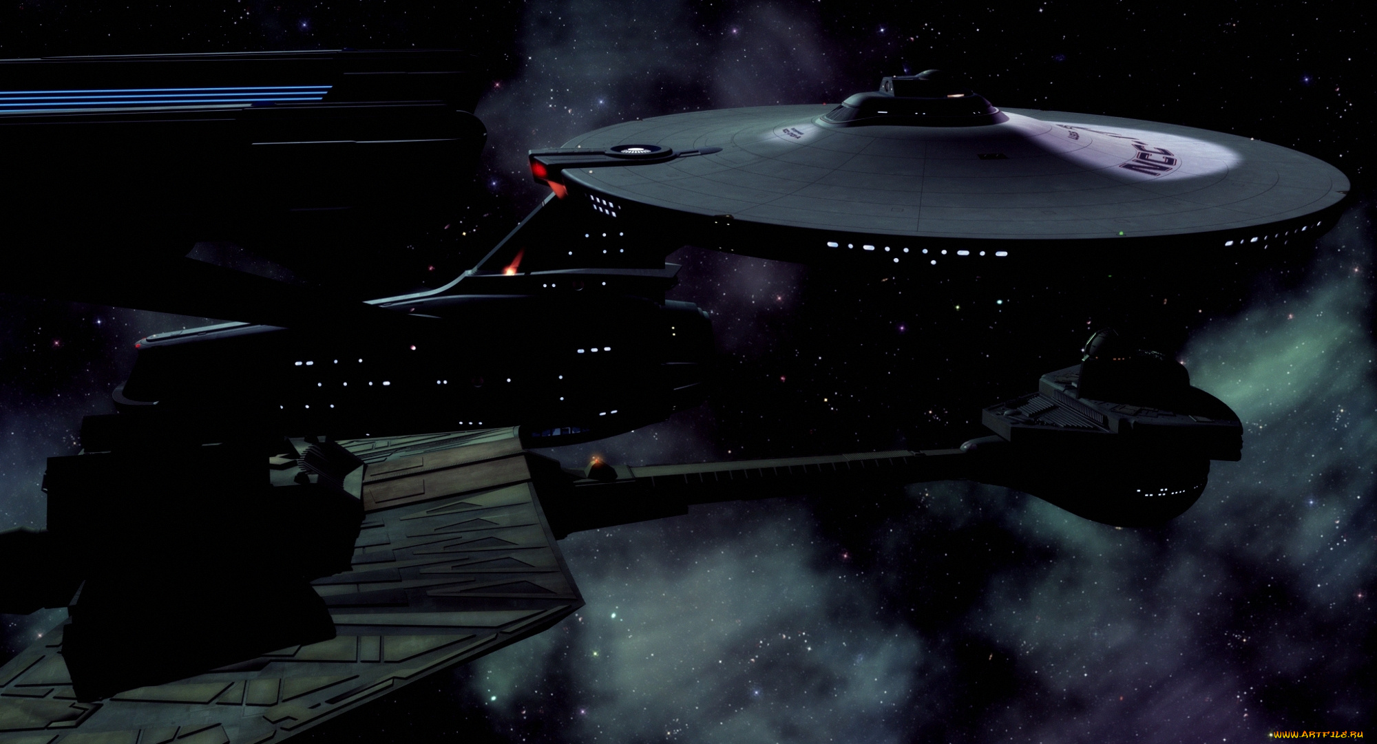 космос, арт, вселенная, звезды, сияние, космический, корабль