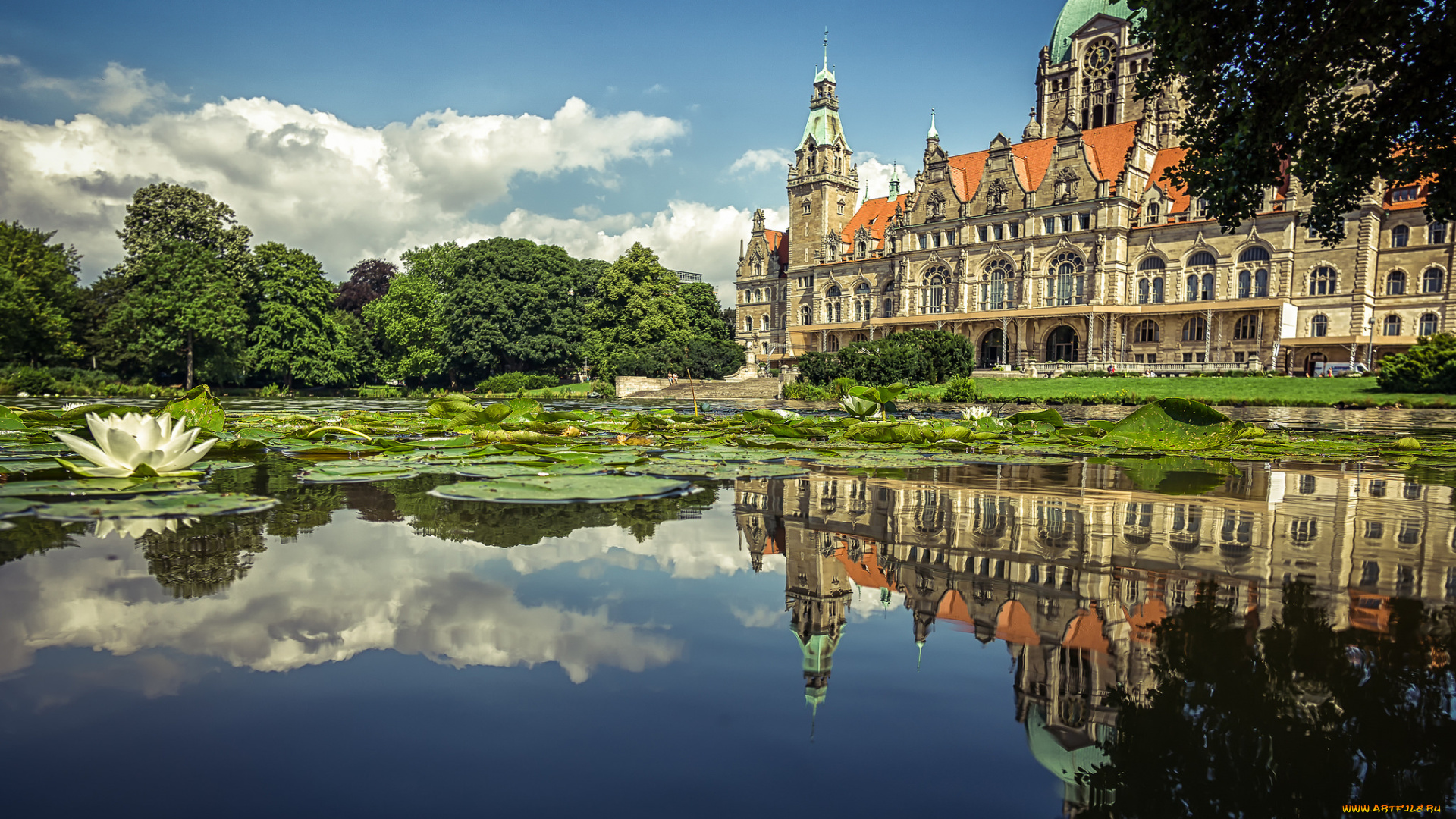 города, -, дворцы, , замки, , крепости, дворец, парк, пруд