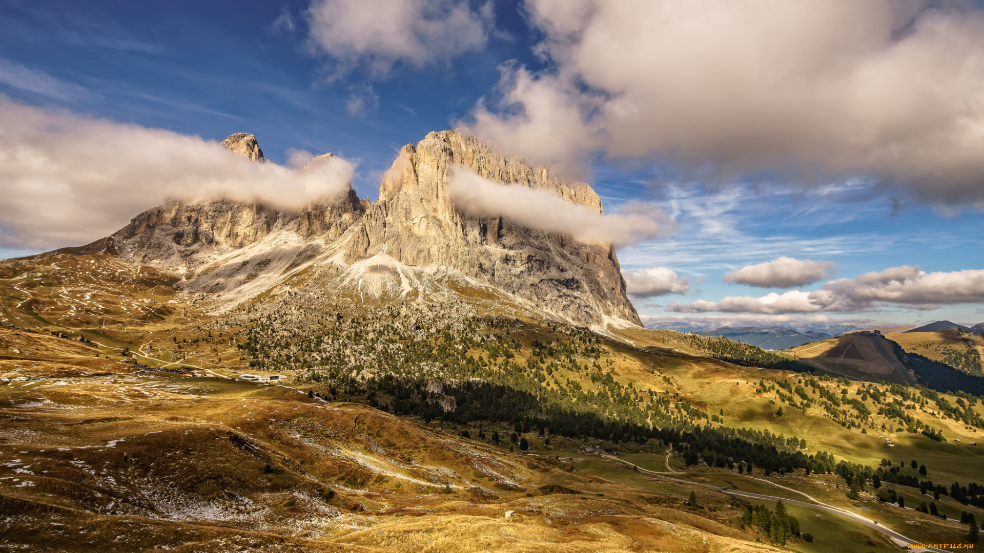 природа, горы, облака, скаалы