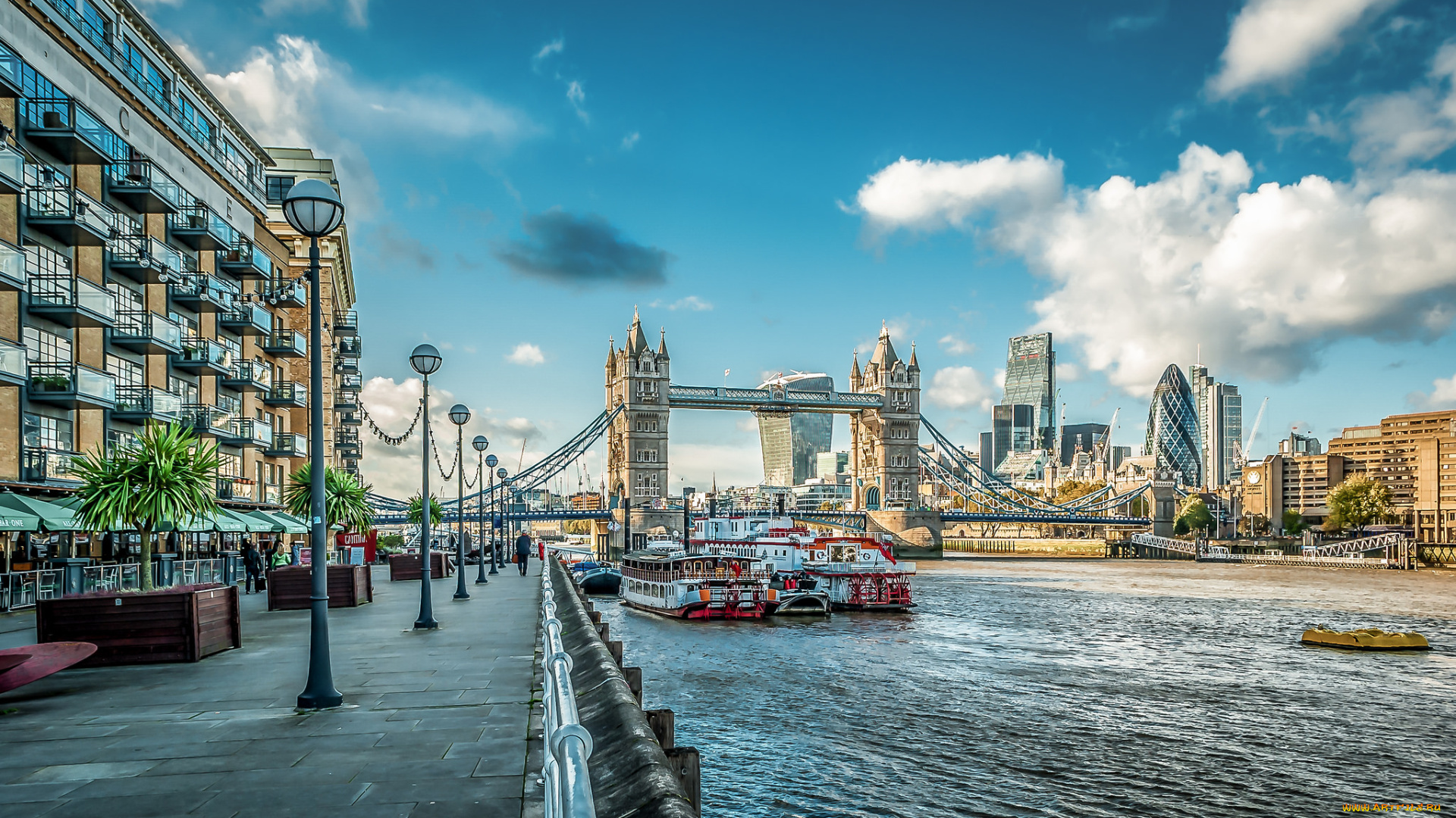 tower, bridge, &, the, city, of, london, , england, города, лондон, , великобритания, мост, река