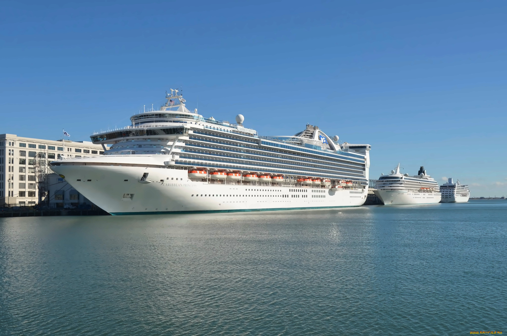caribbean, princess, , crystal, symphony, &, regatta, корабли, лайнеры, круиз, причал, лайнер, океанский