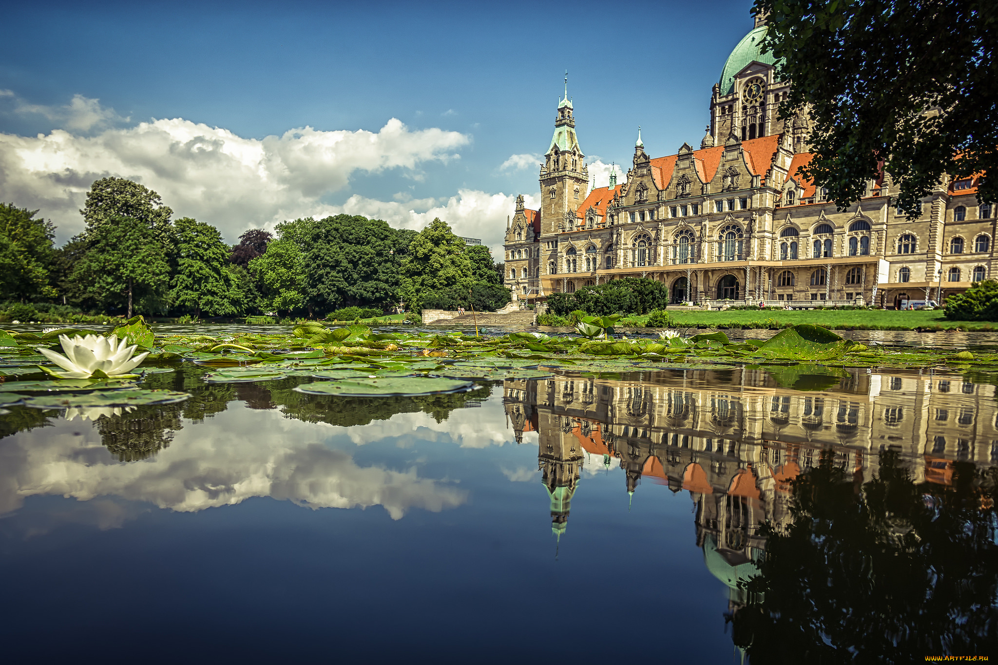 города, -, дворцы, , замки, , крепости, дворец, парк, пруд