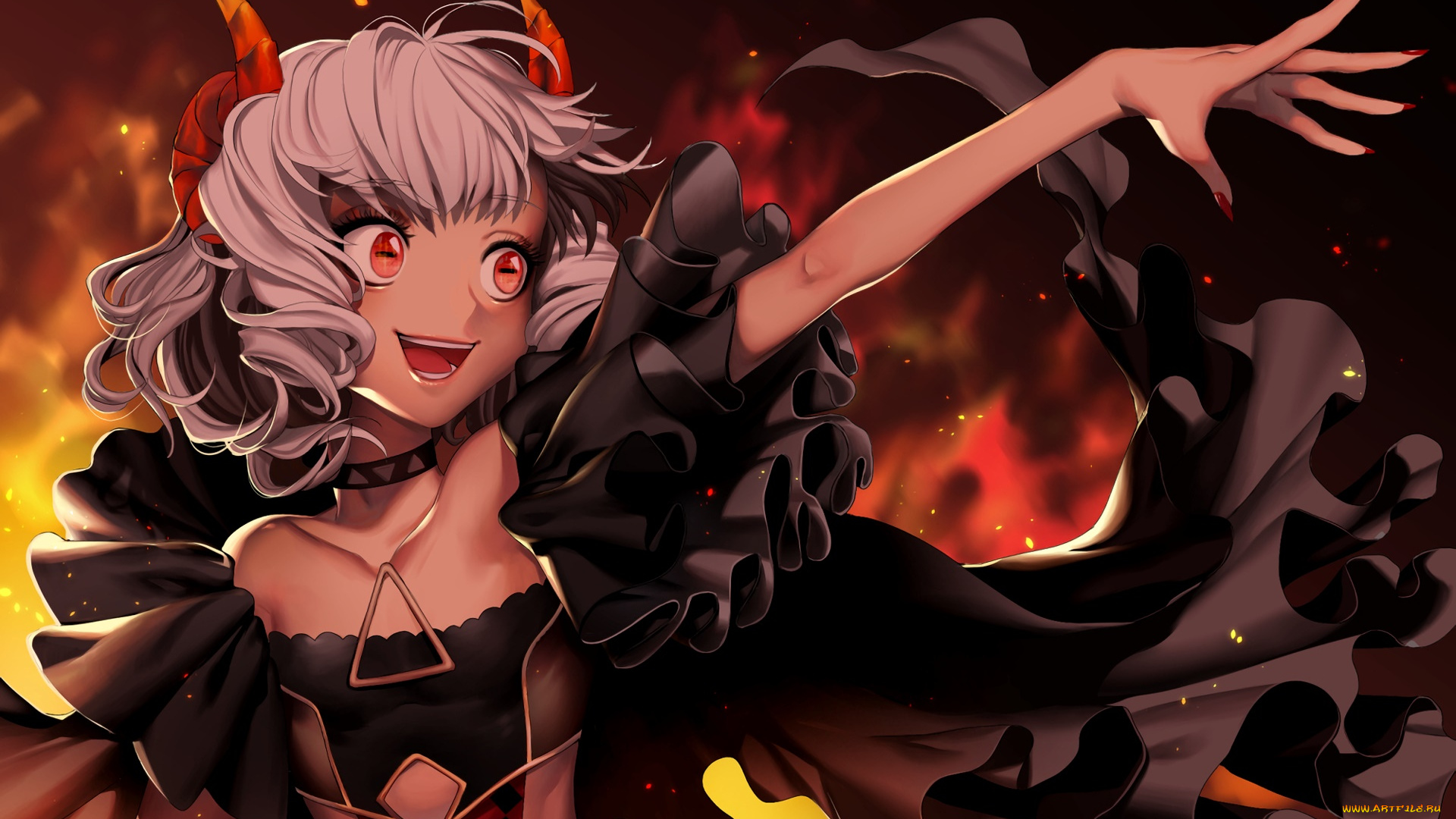 аниме, животные, , существа, фон, взгляд, девушка