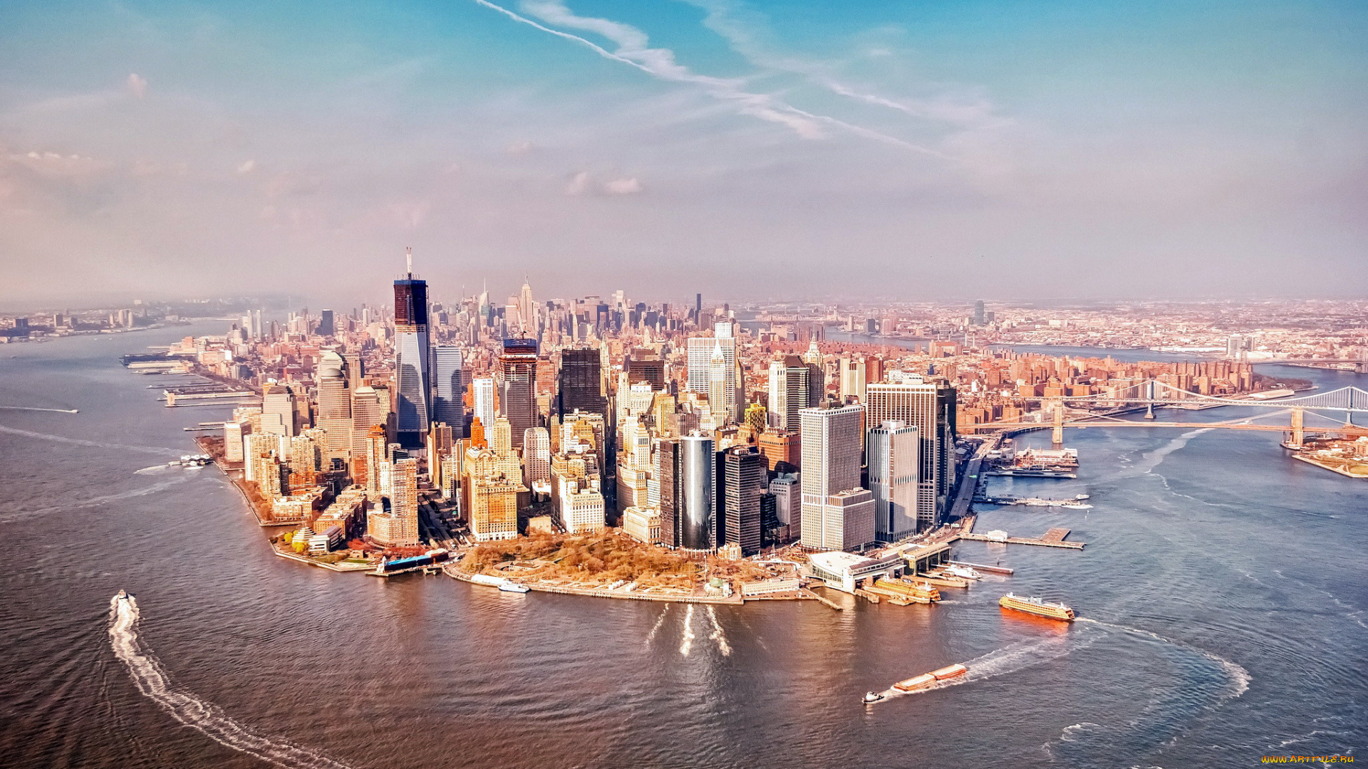 города, нью-йорк, , сша, остров, залив