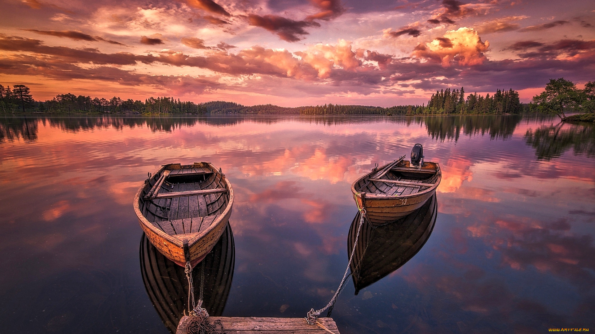 корабли, лодки, , шлюпки, река, мостки, облака, закат