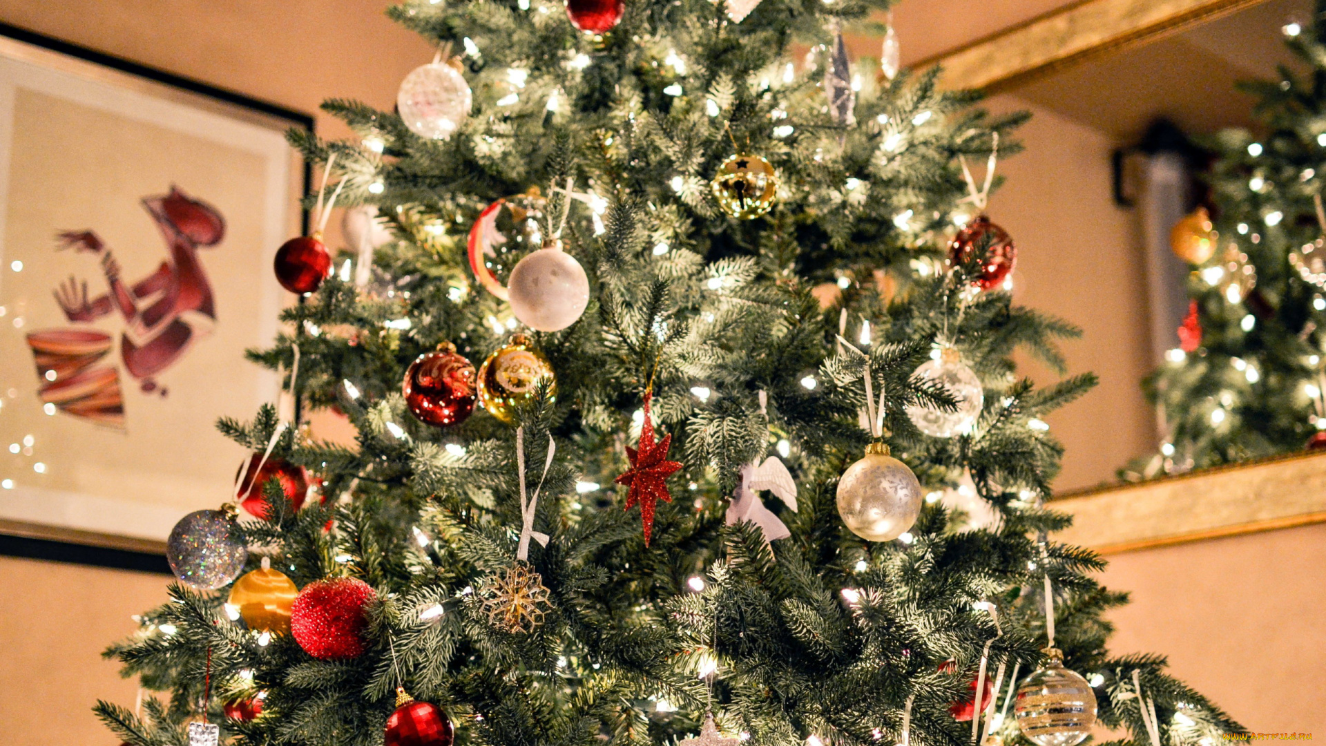 праздничные, Ёлки, шарики, праздник