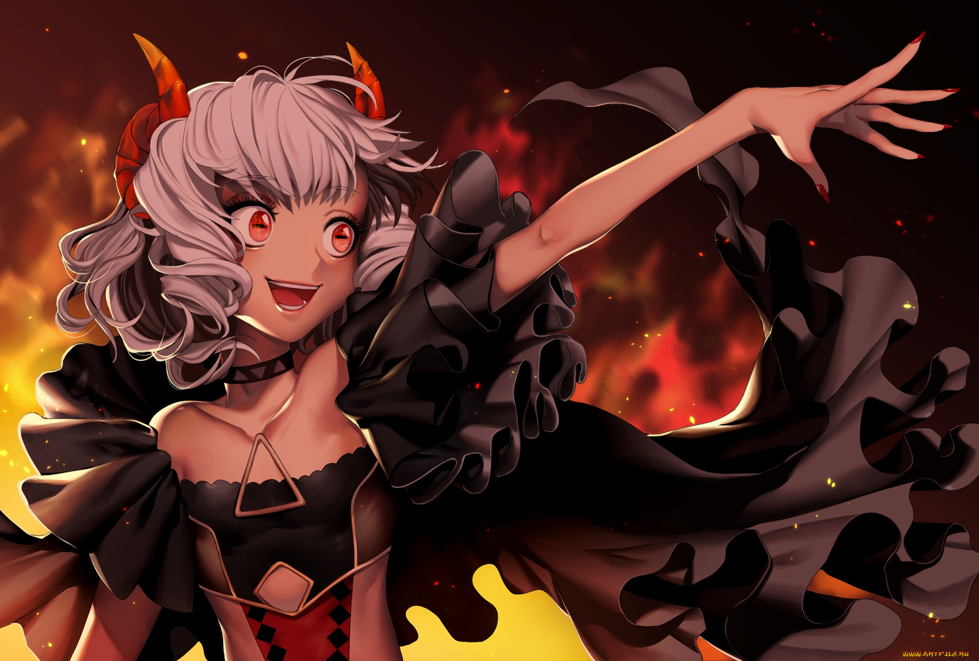 аниме, животные, , существа, фон, взгляд, девушка