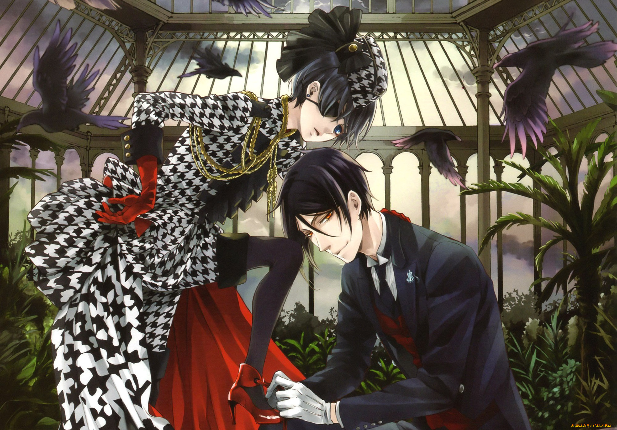 аниме, kuroshitsuji, себастьян, сиэль