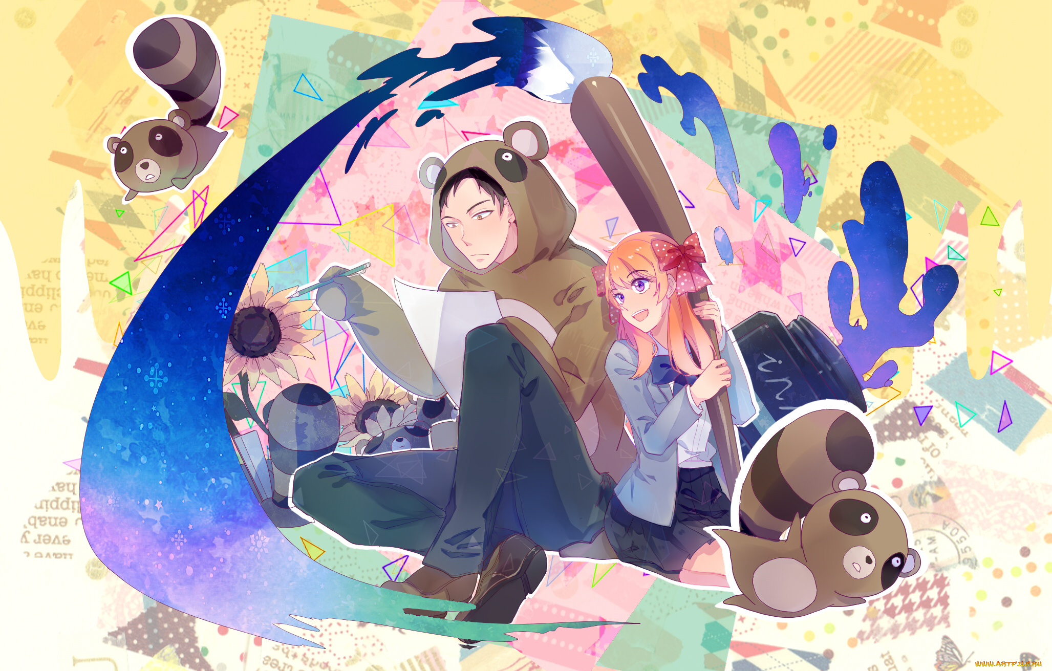 аниме, gekkan, shoujo, nozaki-kun, парень, девушка