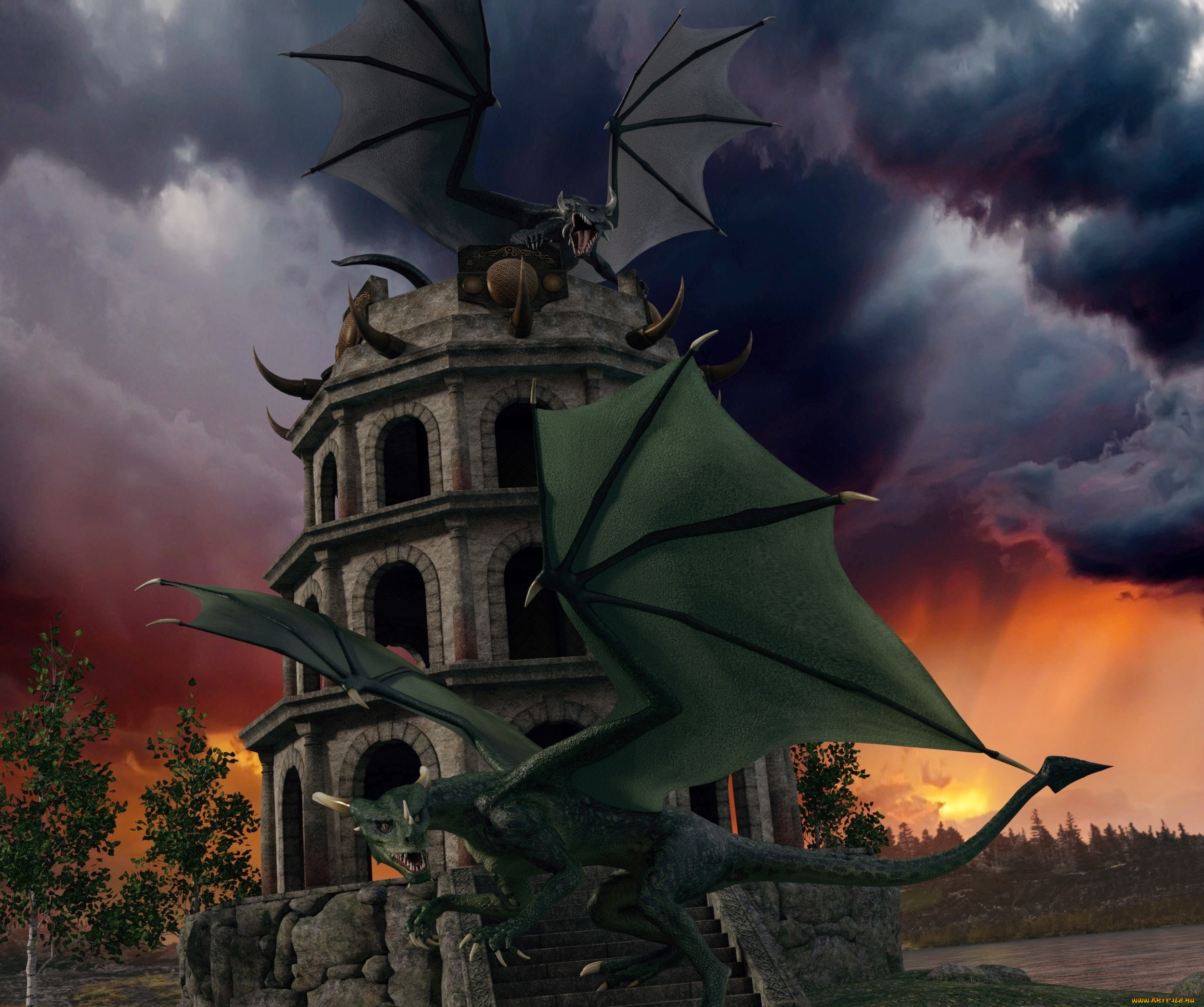 3д, графика, существа, , creatures, драконы