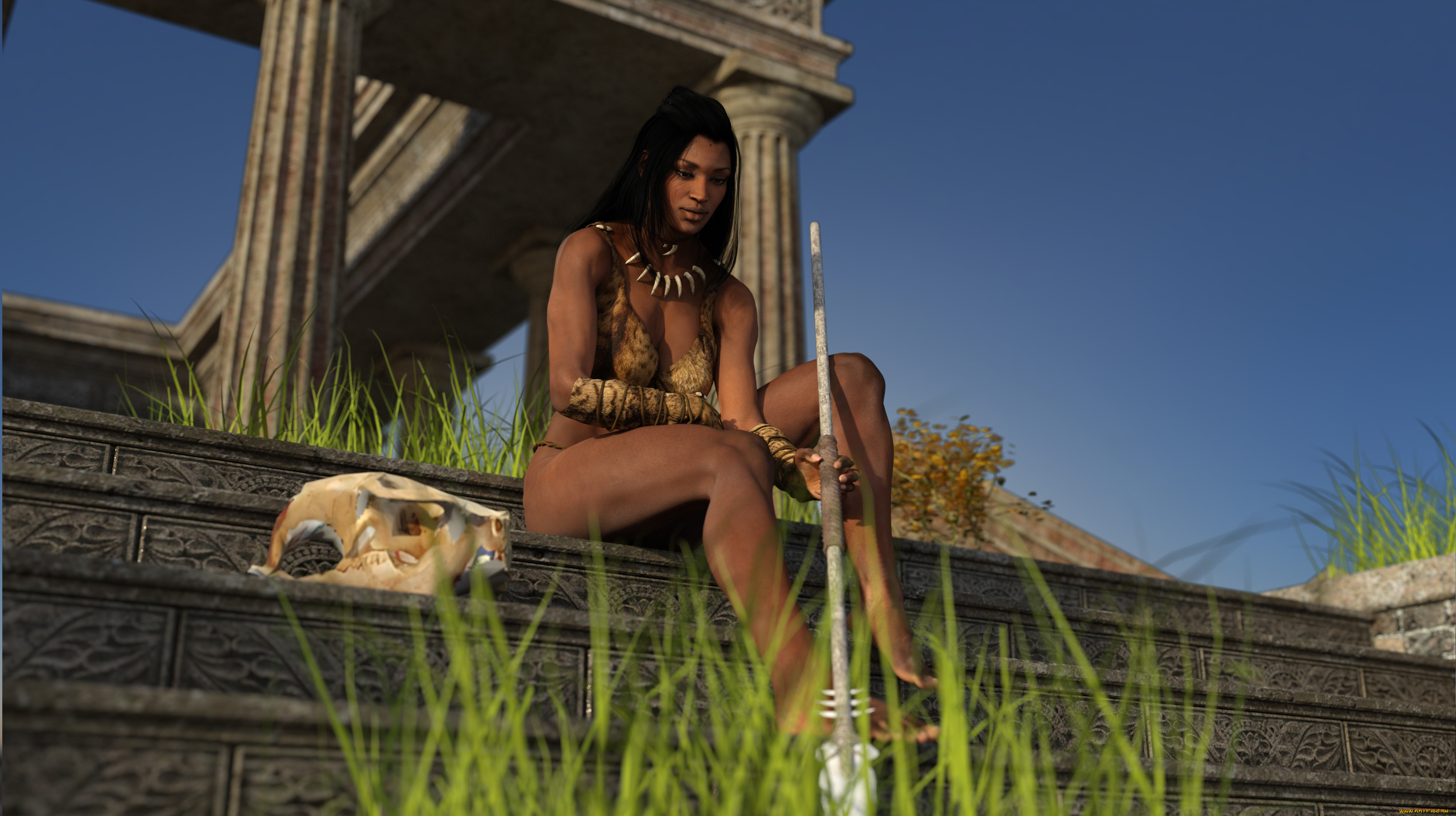 3д, графика, амазонки, , amazon, девушка, фон, взгляд