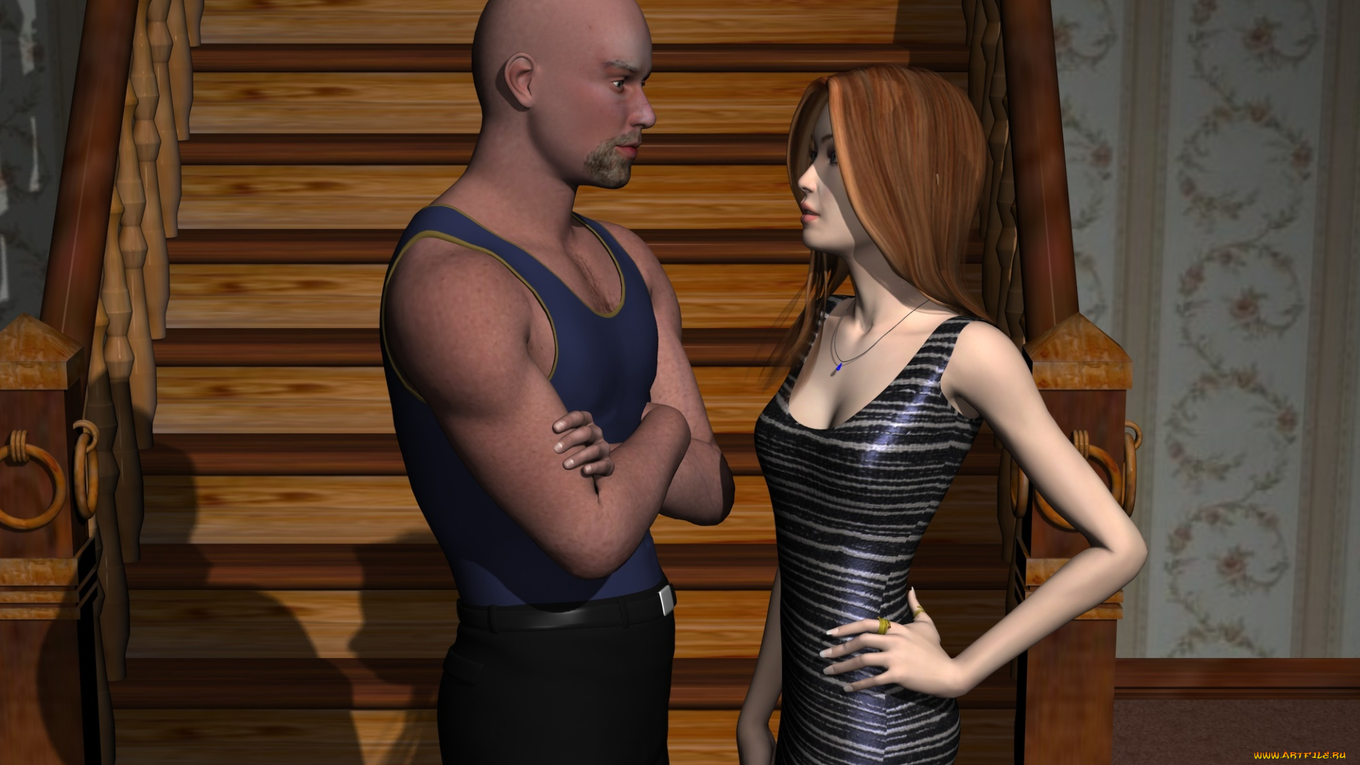 3д, графика, люди, , people, фон, парень, взгляд, девушка