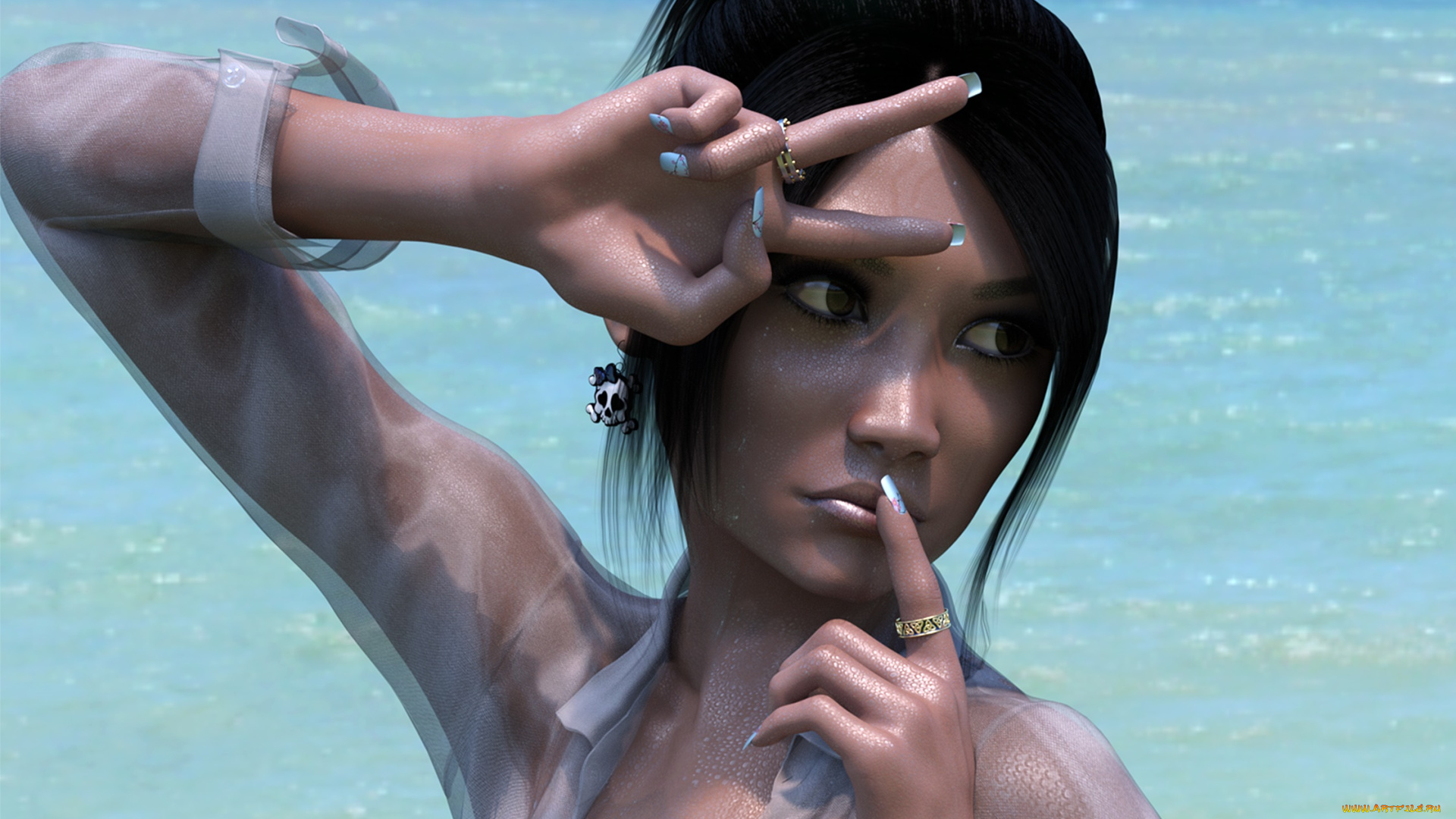 3д, графика, портрет, , portraits, фон, взгляд, девушка