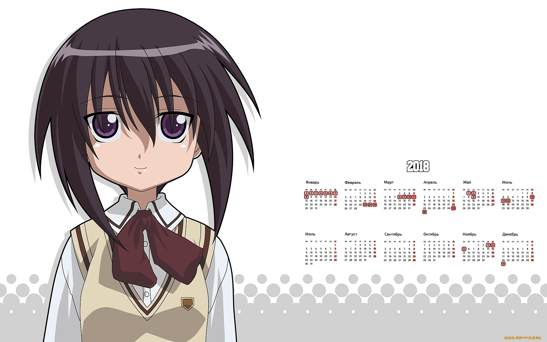 календари, аниме, 2018, девушка, взгляд