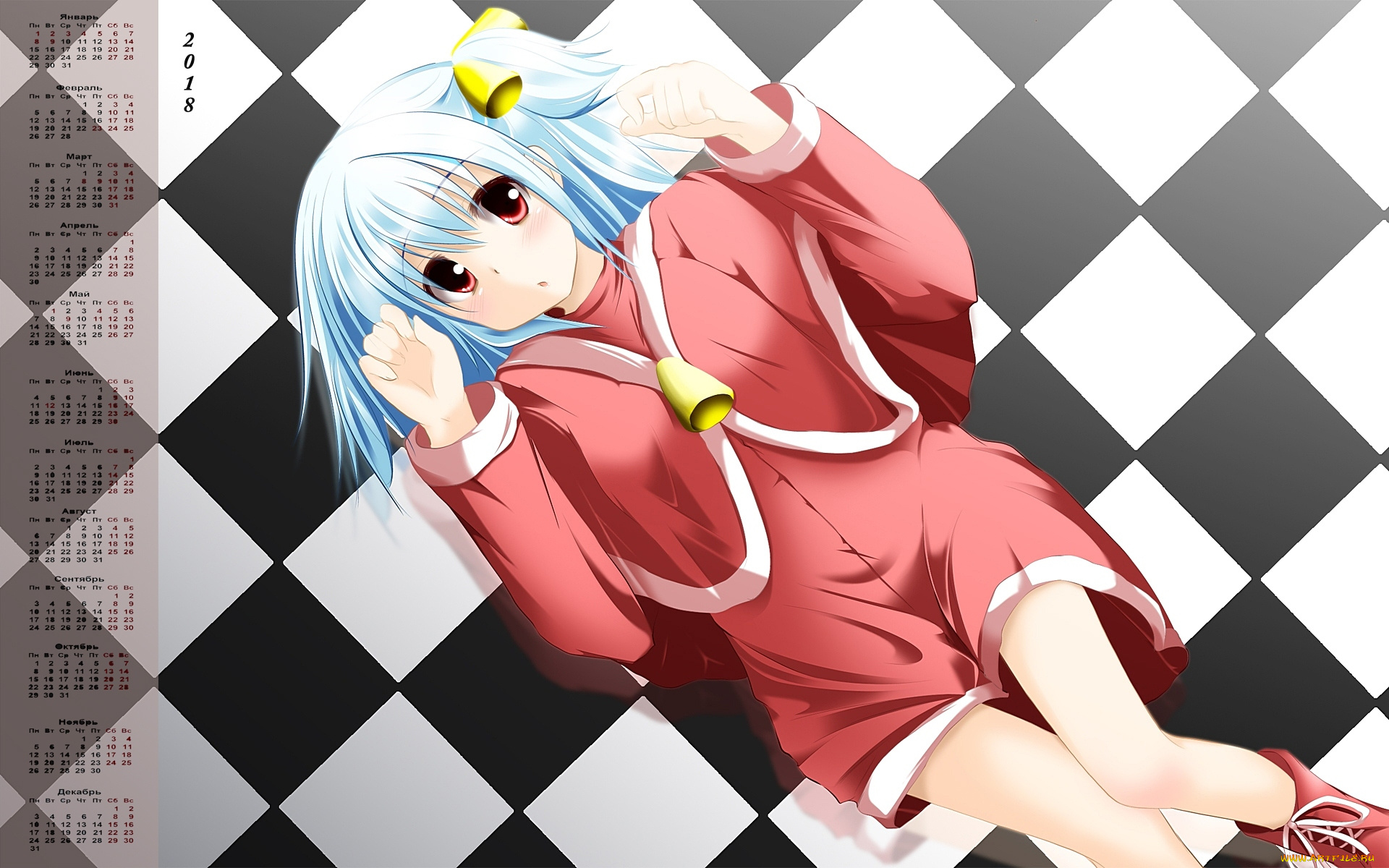 календари, аниме, 2018, взгляд, девушка