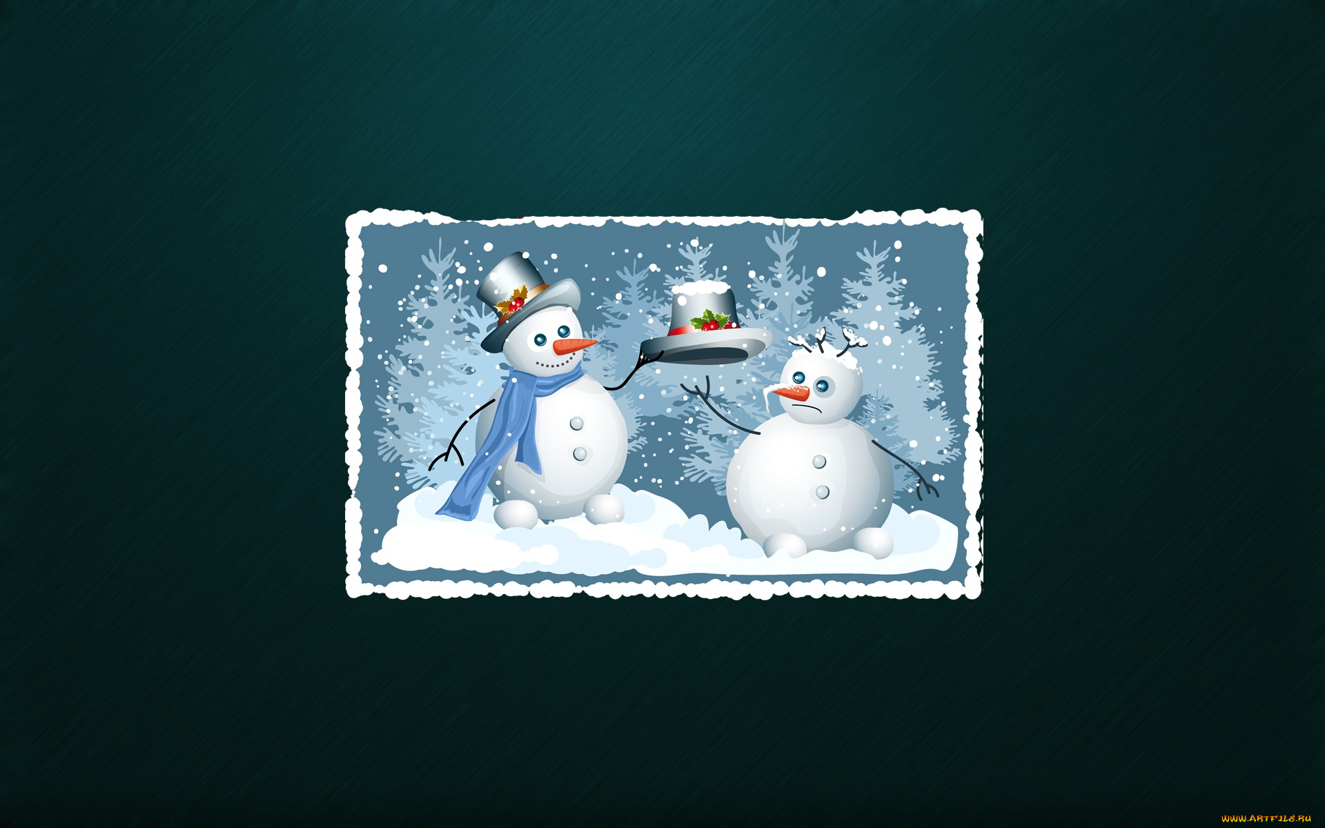 праздничные, векторная, графика, , новый, год, мороз, фон, настроение, праздник, снеговики, открытка, минимализм, зима, новый, год, два, снеговик