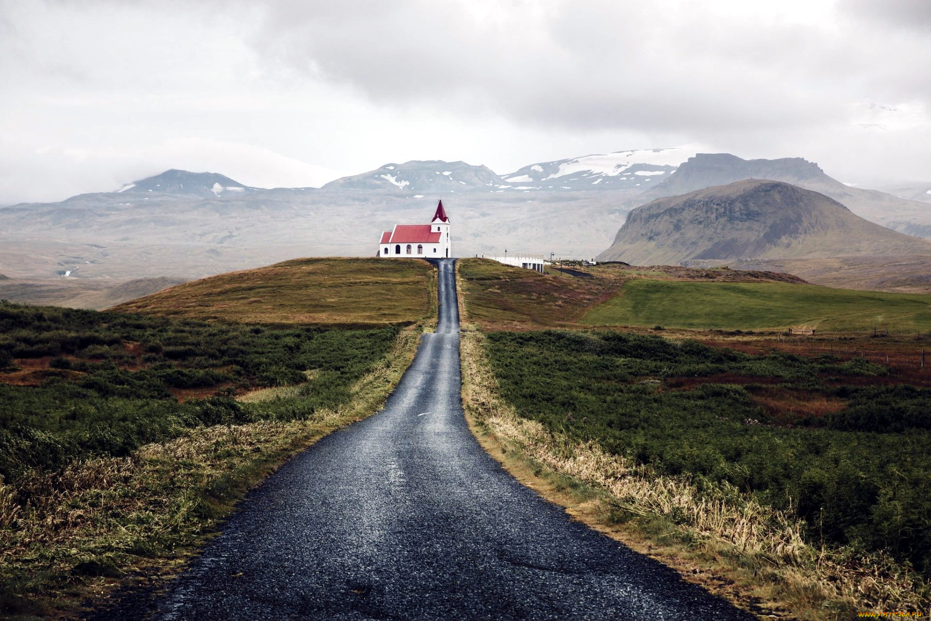 природа, дороги, дорога, дом, луга, горы