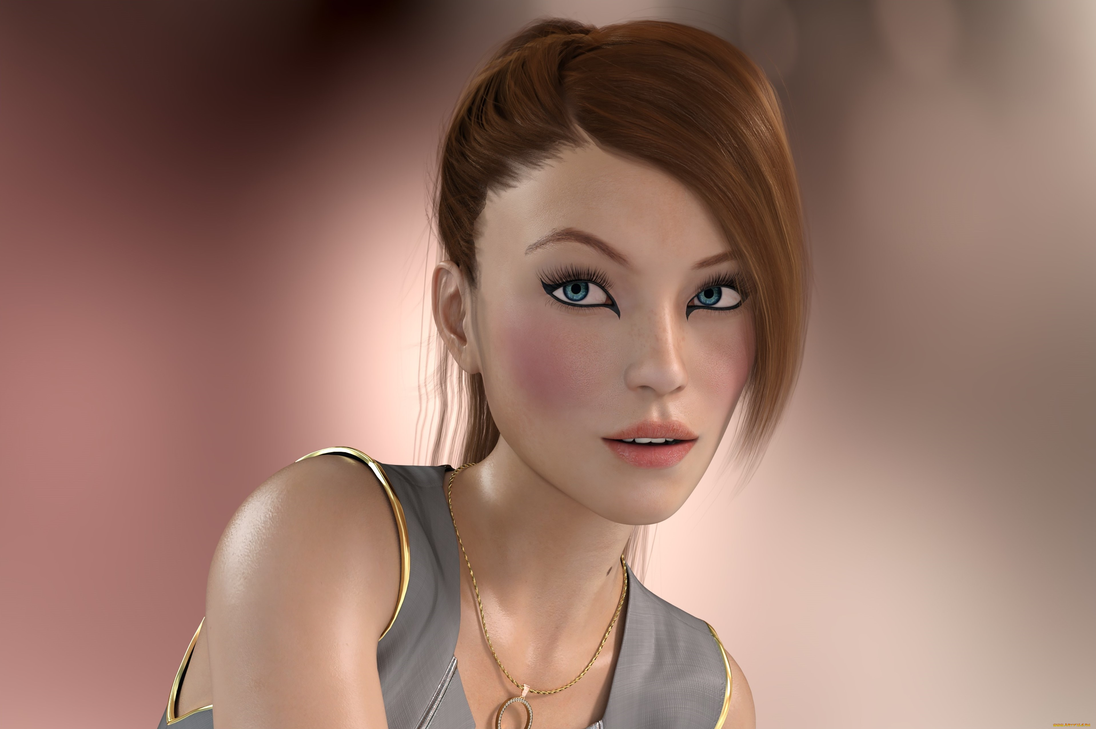 3д, графика, портрет, , portraits, фон, взгляд, девушка