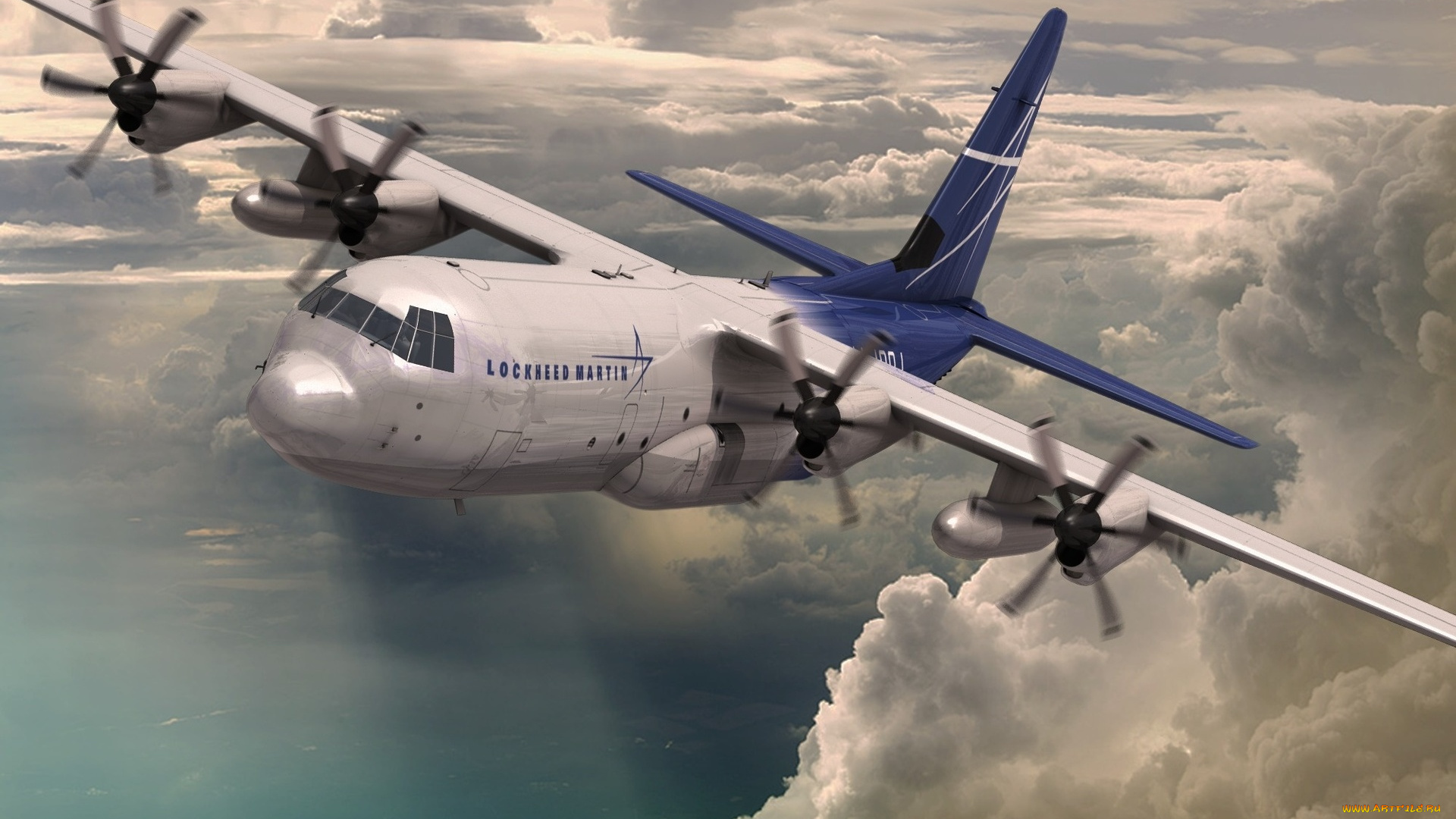 lockheed, martin, lm-100j, hercules, авиация, 3д, рисованые, v-graphic, транспортный, самолет, lockheed, martin, lm-100j, hercules, грузовой, транспорт