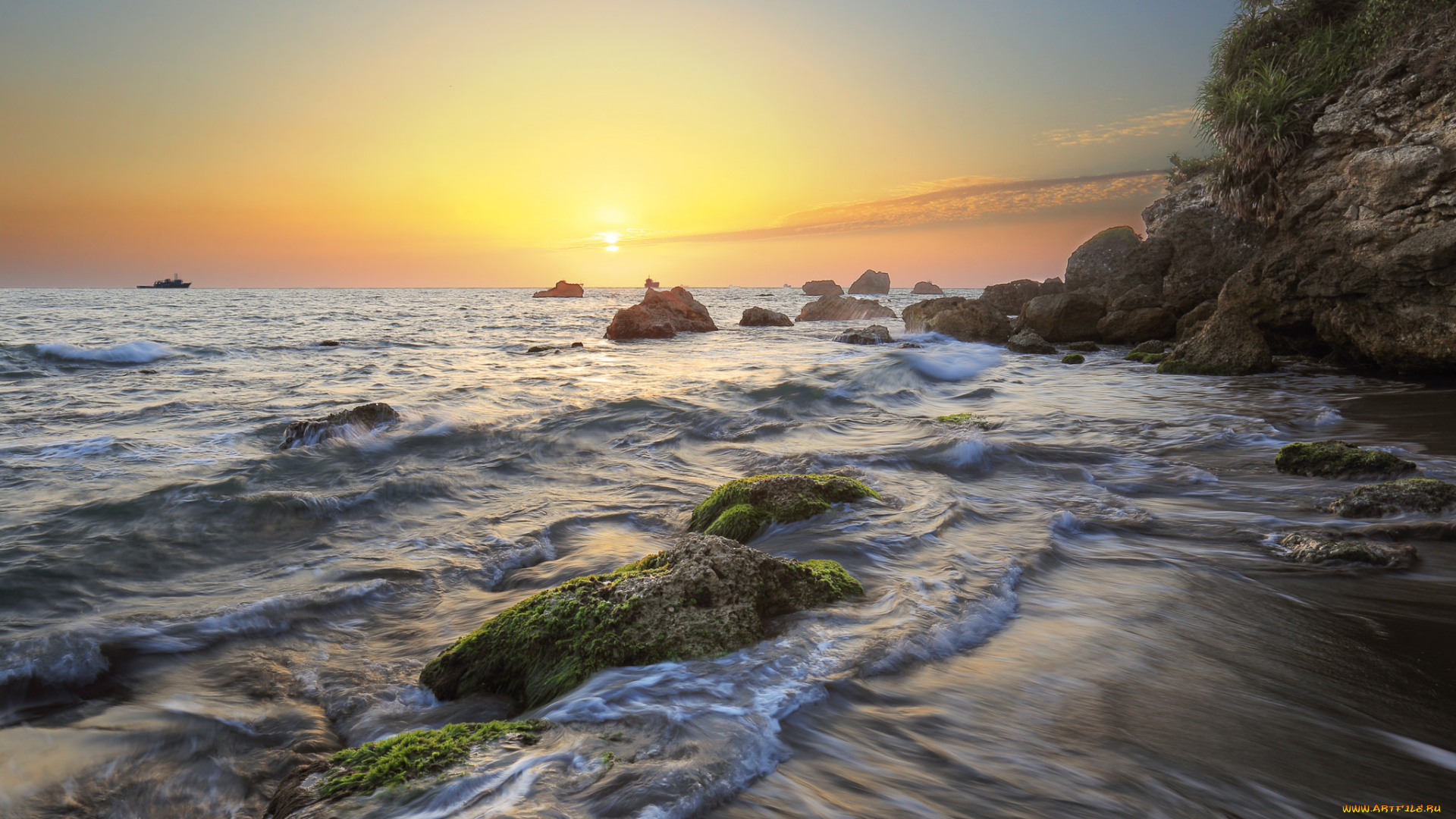 природа, побережье, простор