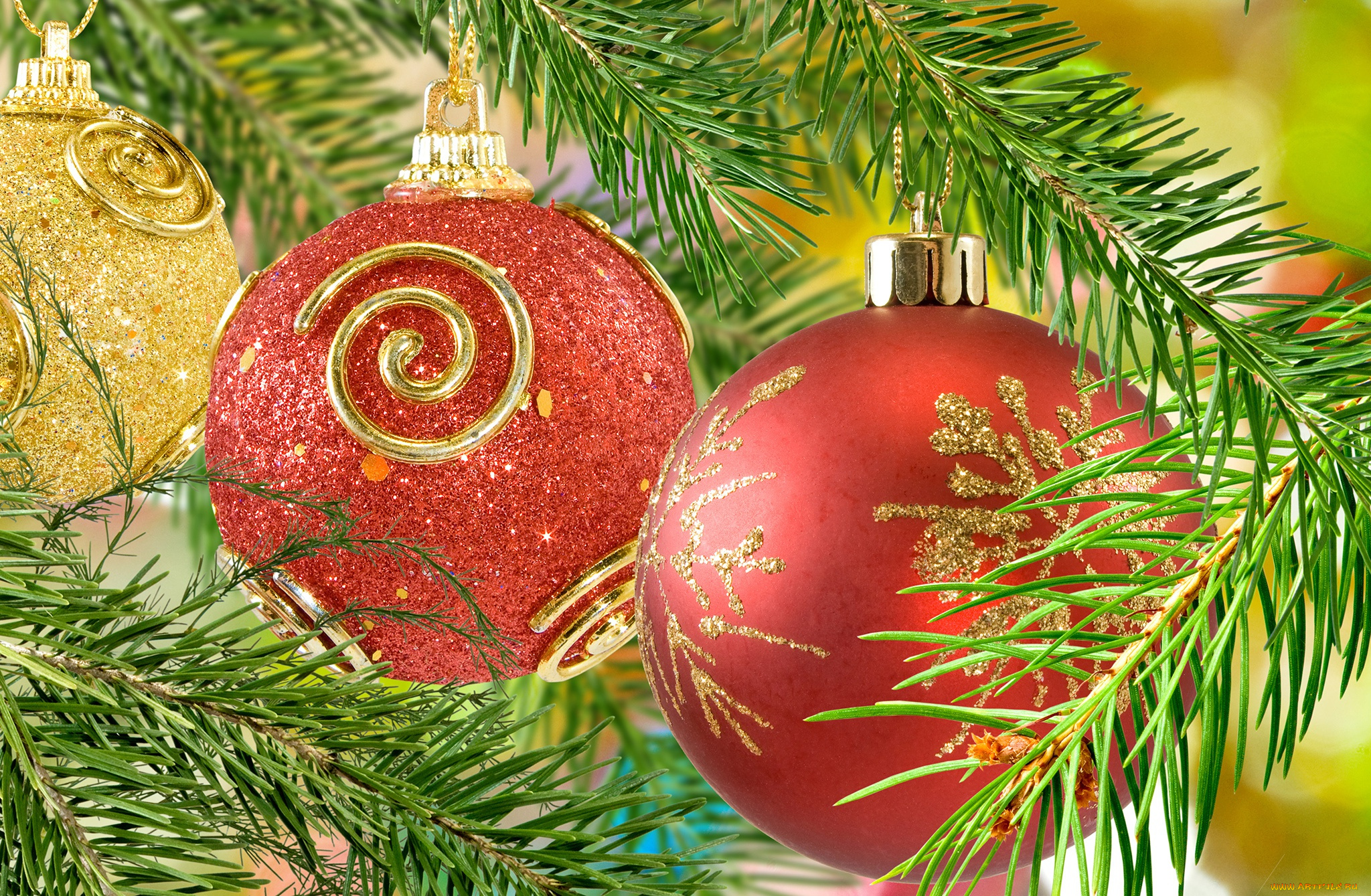 праздничные, шары, елка, игрушки