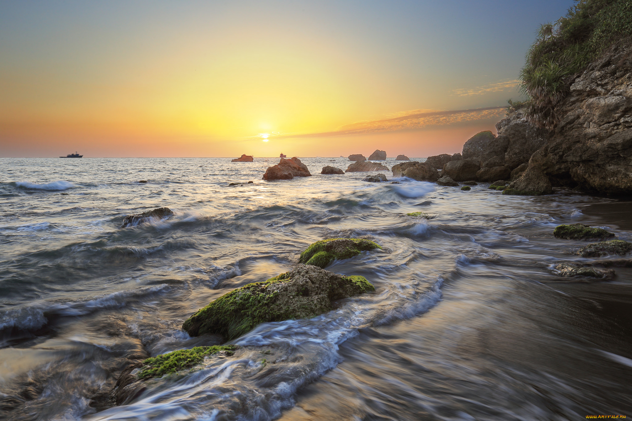 природа, побережье, простор