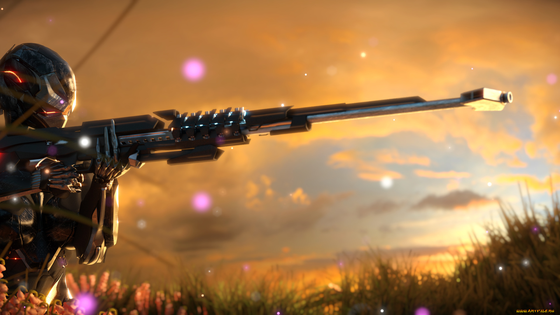 3д, графика, фантазия, , fantasy, девушка, винтовка, униформа, фон