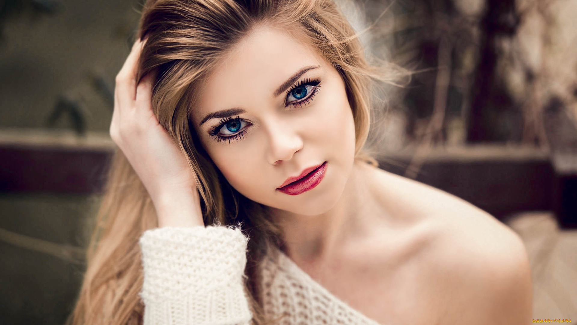 девушки, -unsort, , лица, , портреты, блондинка, свитер, лицо